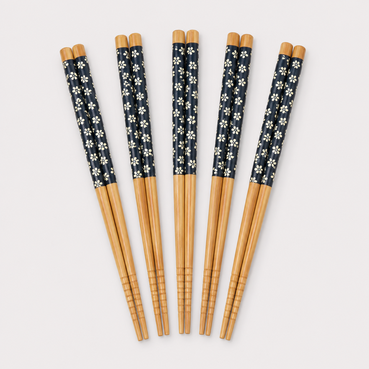 Set de 10 palillos de bambú azul marino floral de 23,5 cm, SKU 19304