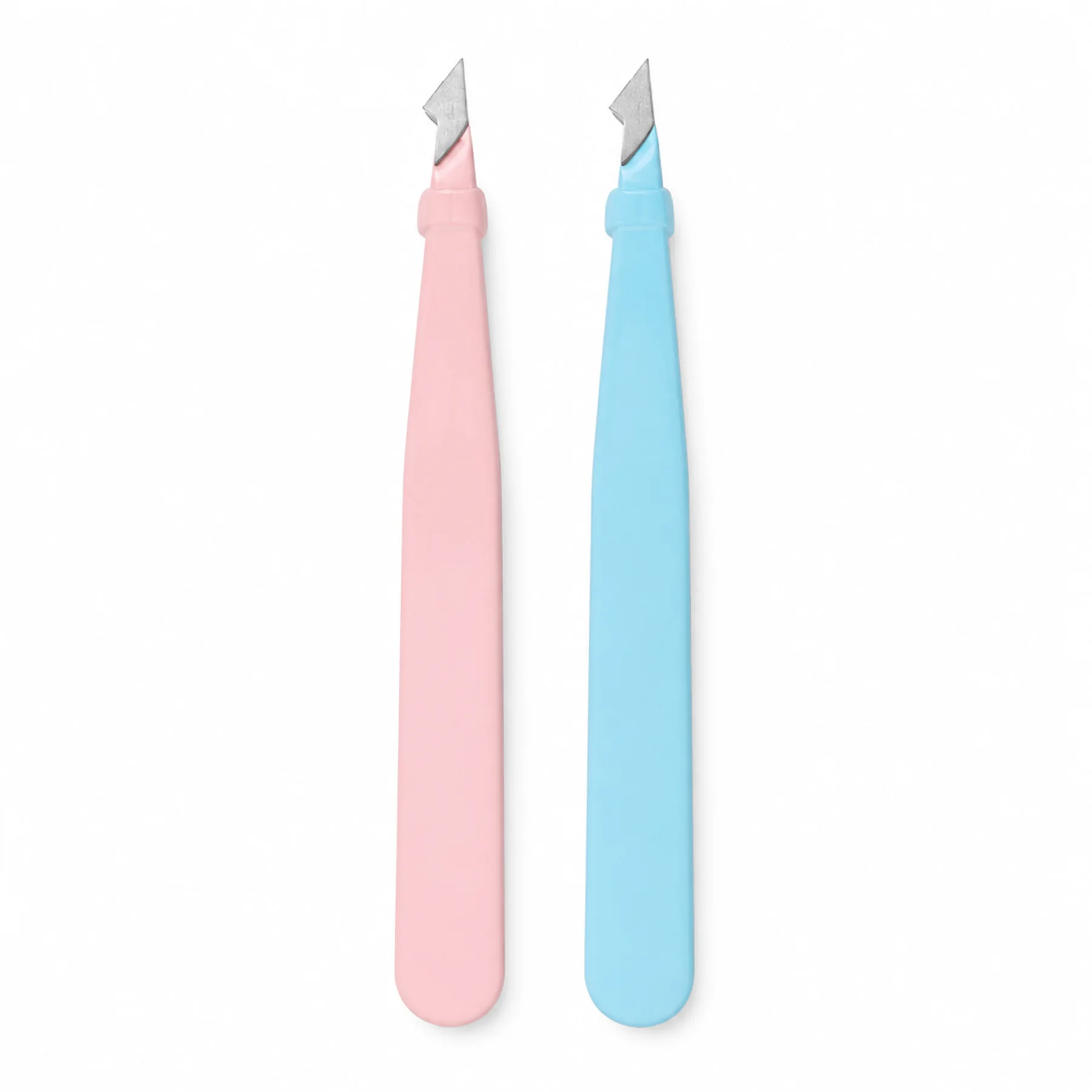 Pinzas para cejas con punta fina en colores rosado y azul