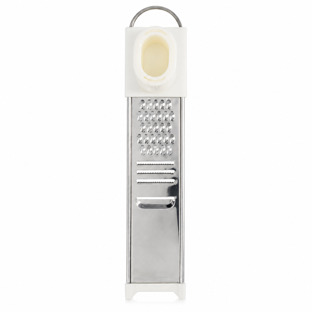 Rallador multifunción de cocina de acero inoxidable con mango color marfil de 23 cm