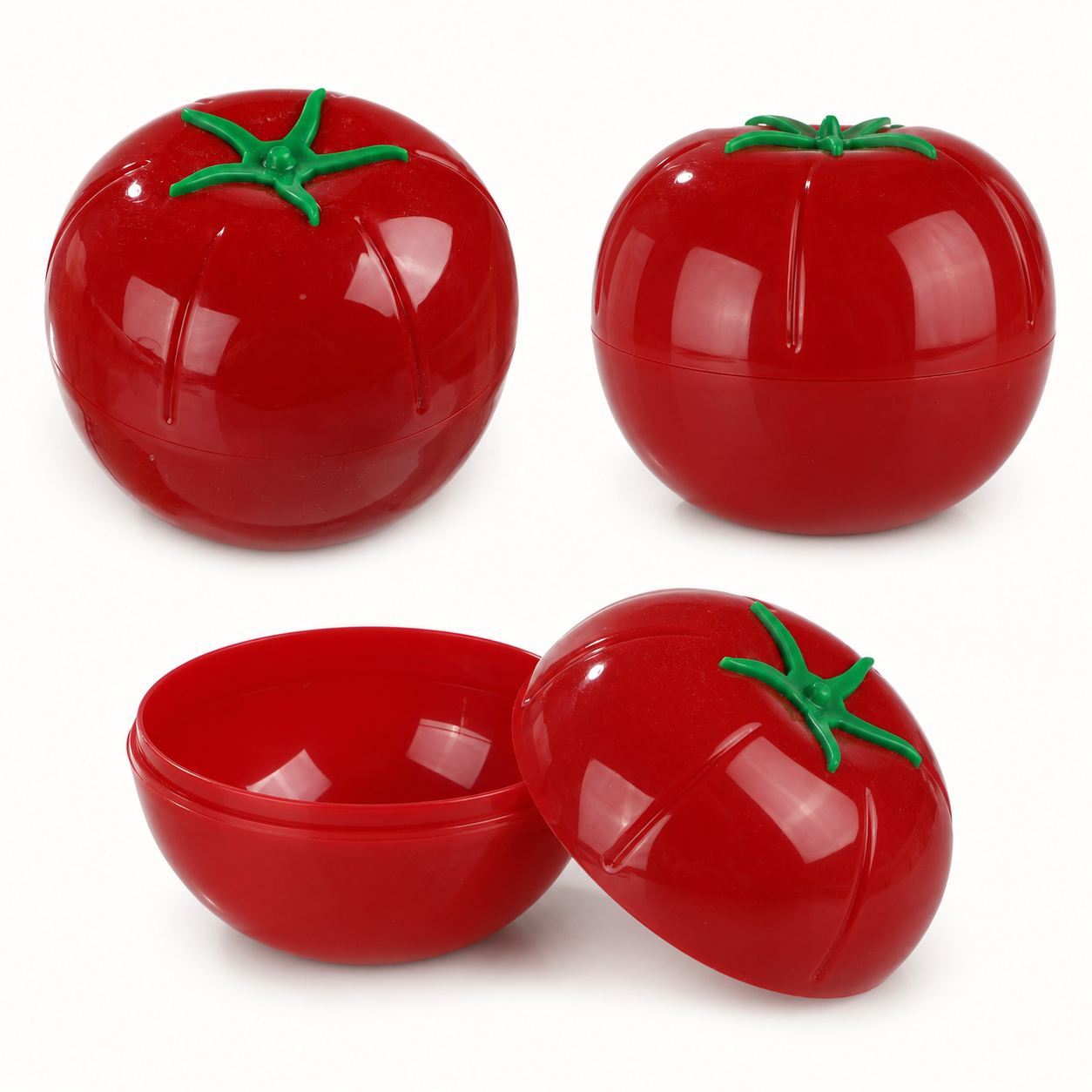 Contenedor rojo para conservar tomate, recipiente plástico con tapa, 9,7 x 8,3 cm - Imagen 2