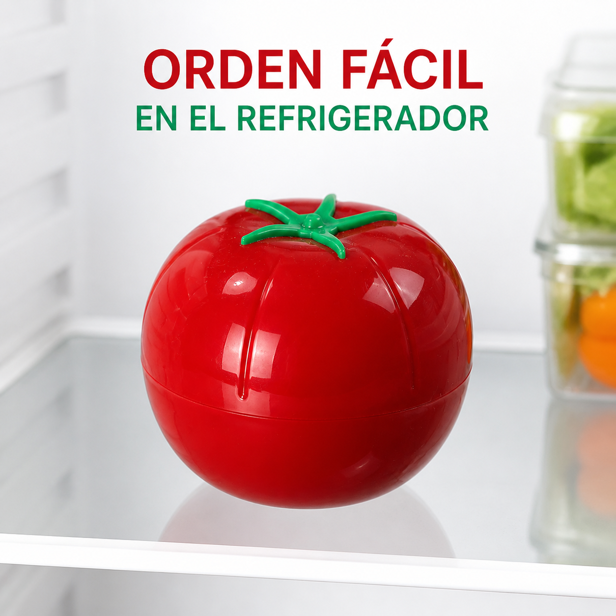 Contenedor rojo para conservar tomate, recipiente plástico con tapa, 9,7 x 8,3 cm - Imagen 3