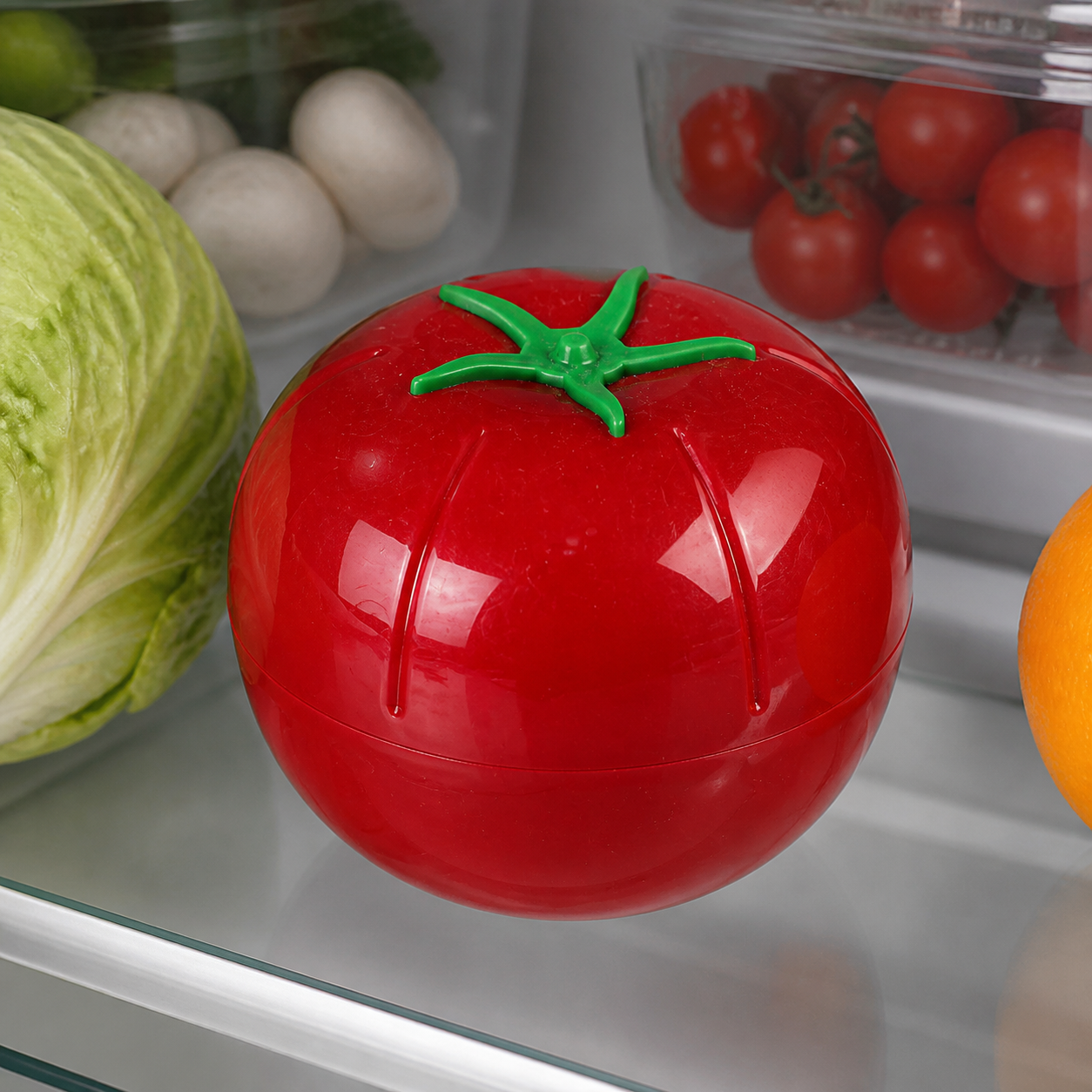Contenedor rojo para conservar tomate, recipiente plástico con tapa, 9,7 x 8,3 cm - Imagen 5