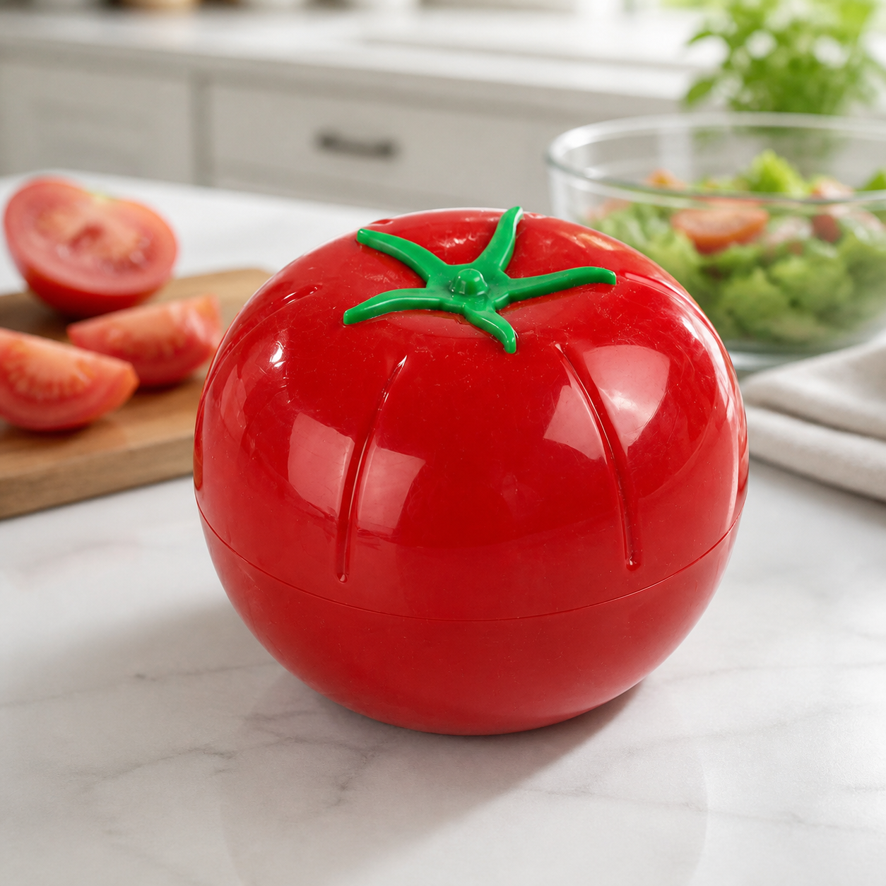 Contenedor rojo para conservar tomate, recipiente plástico con tapa, 9,7 x 8,3 cm - Imagen 6