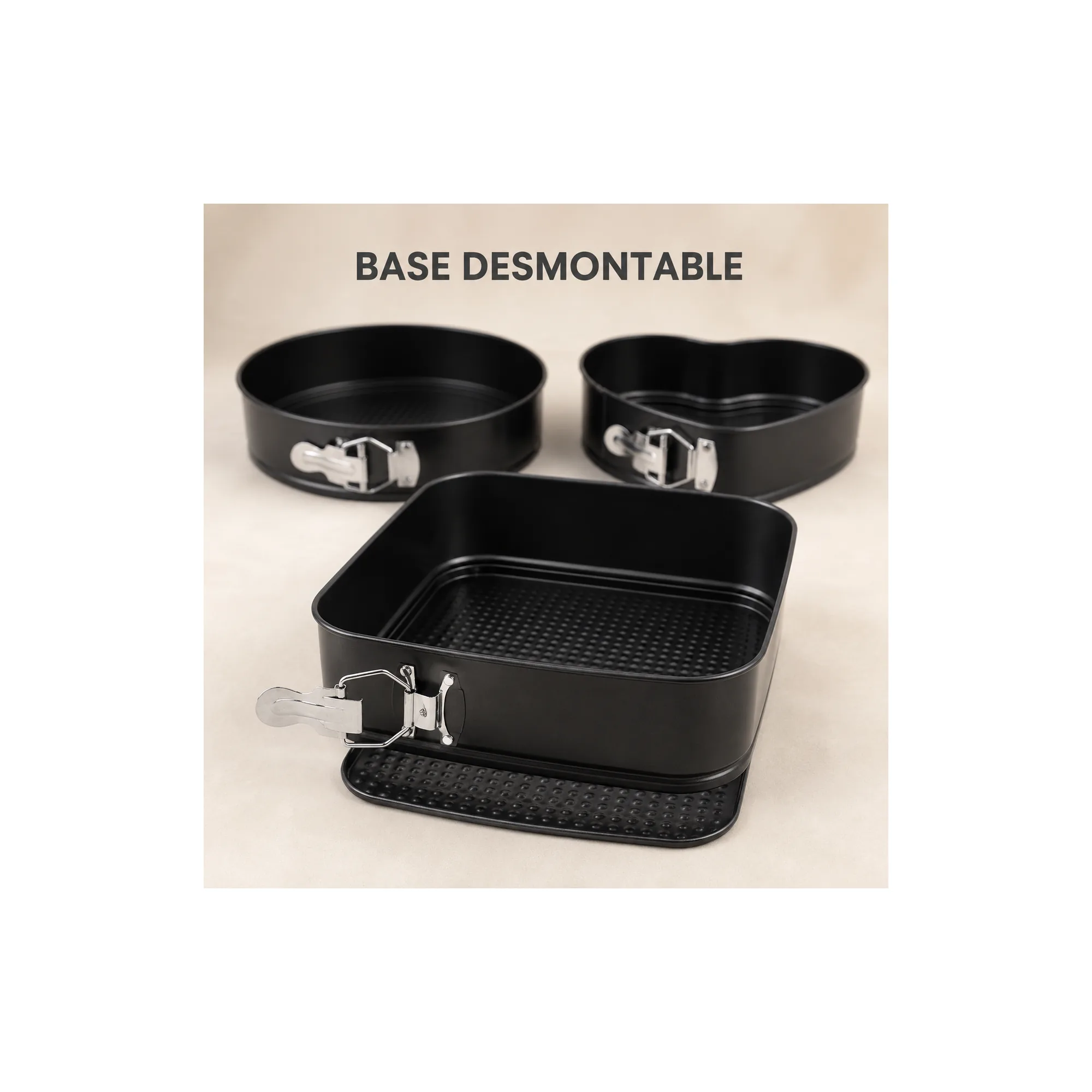 Detalle de base removible y cierres de los moldes desmontables