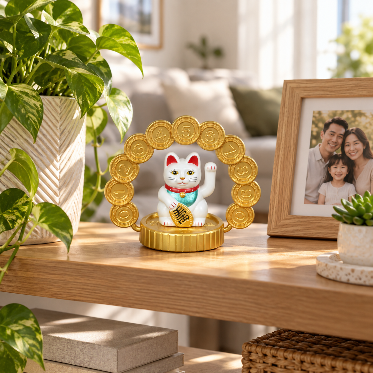 Gato de la suerte blanco en vitrina acrílica, figura decorativa de 6,3 cm - Imagen 5