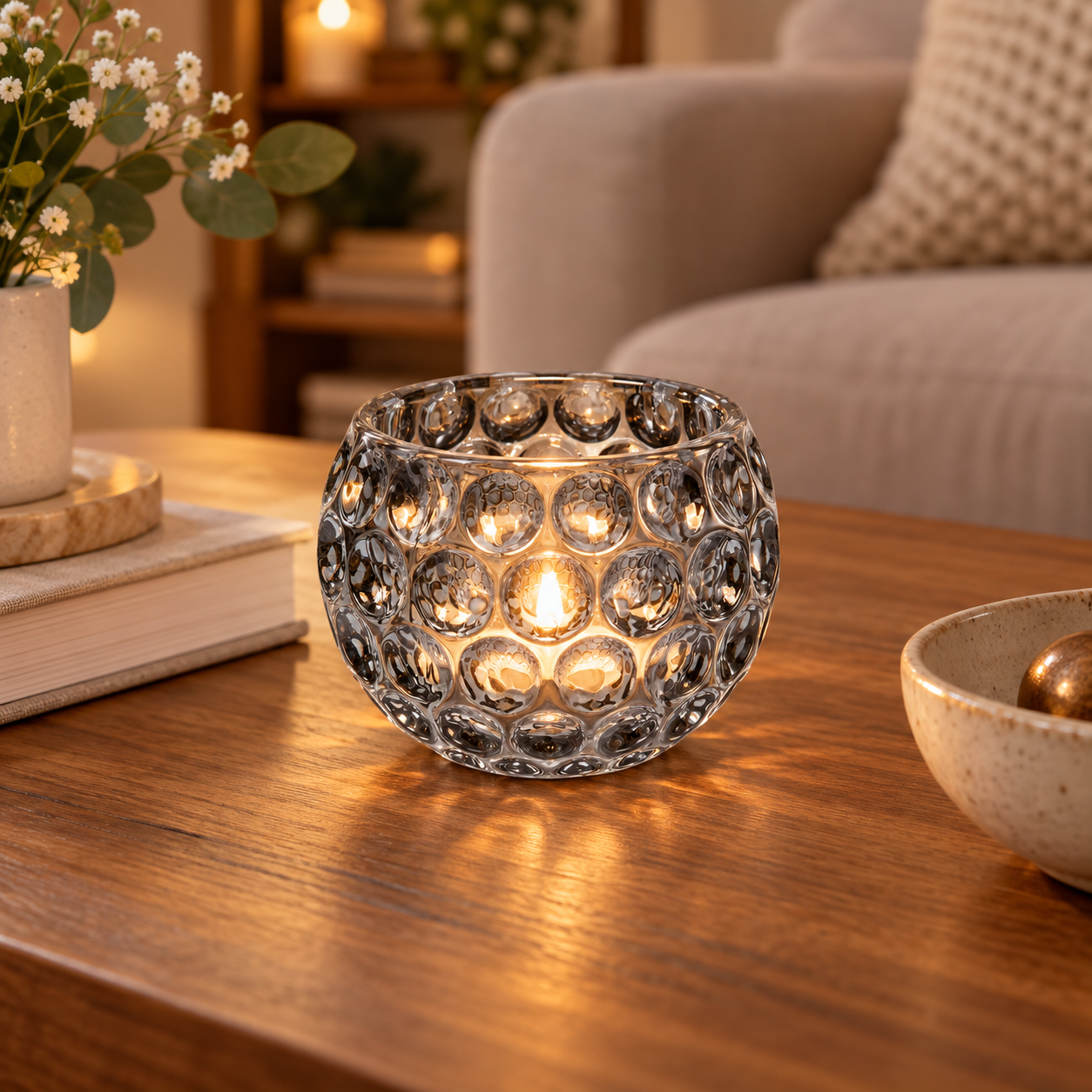 Portavelas de vidrio decorativo, base estable para velas y decoración del hogar - Imagen 5