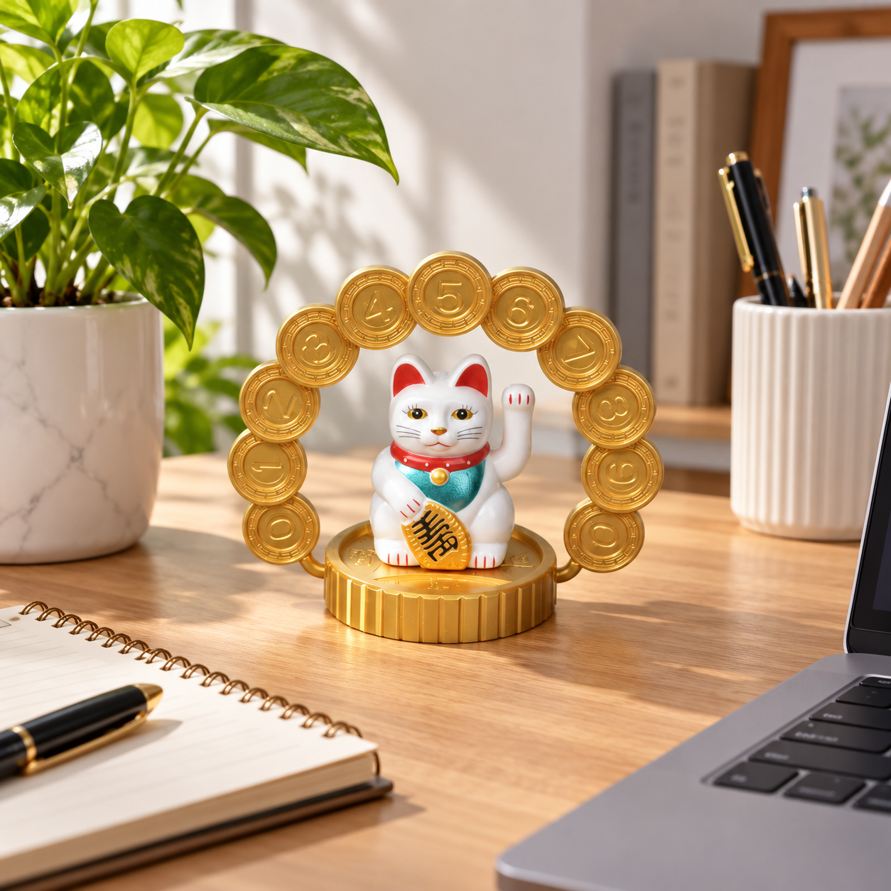 Gato de la suerte blanco en vitrina acrílica, figura decorativa de 6,3 cm - Imagen 6