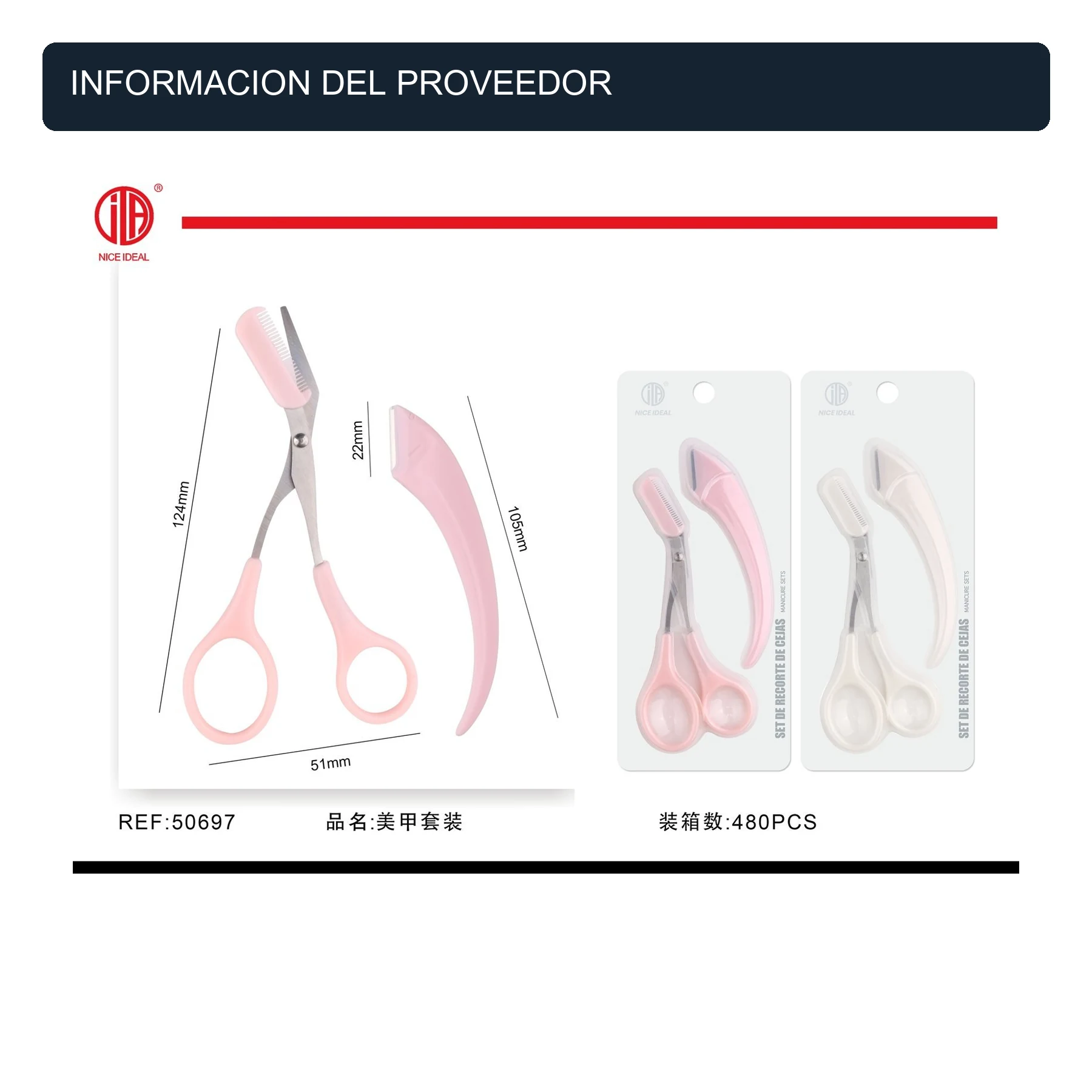 Set para Recortar Cejas con Tijera y Perfilador, Colores Surtidos