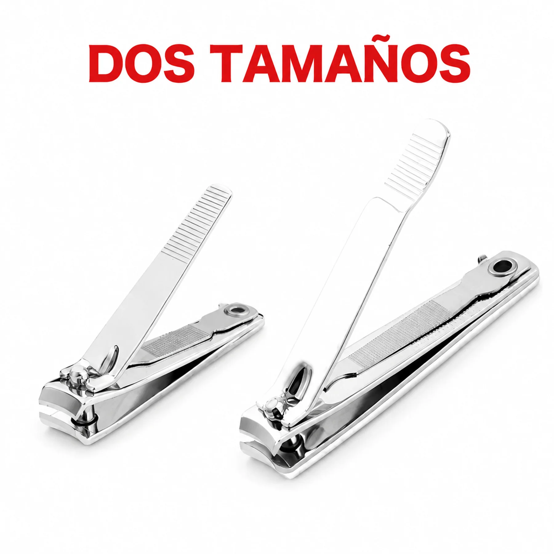 Comparación de los dos tamaños de cortauñas del set