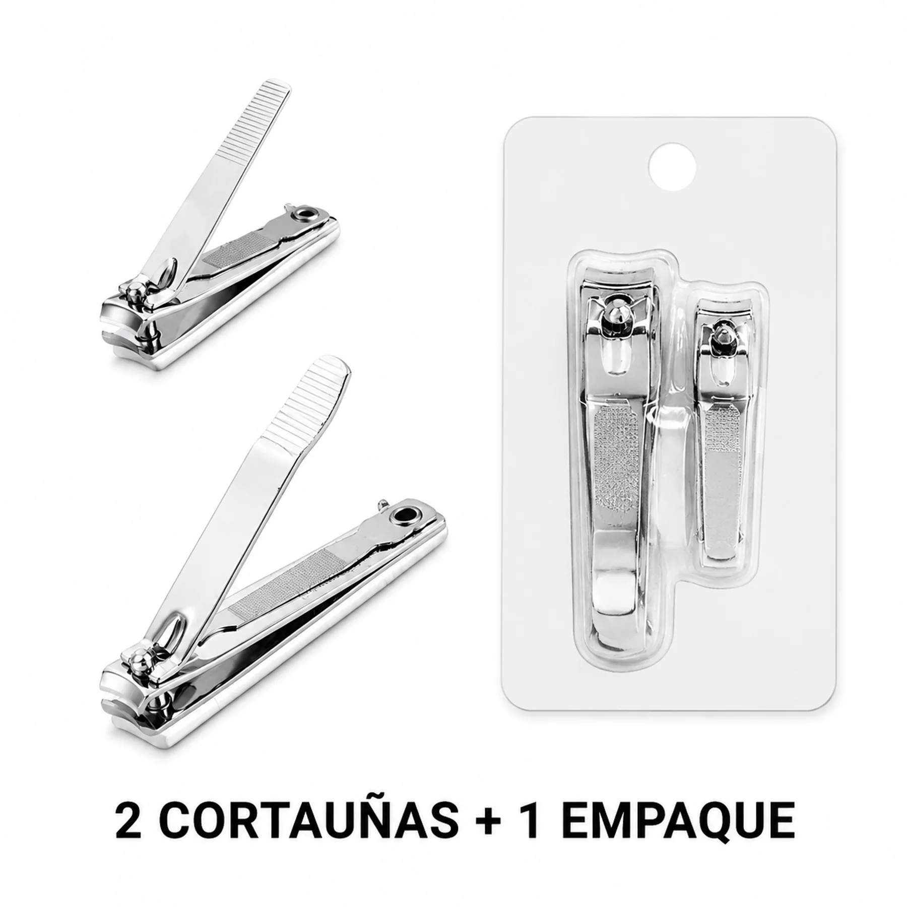 Presentación del set de dos cortauñas y su empaque individual