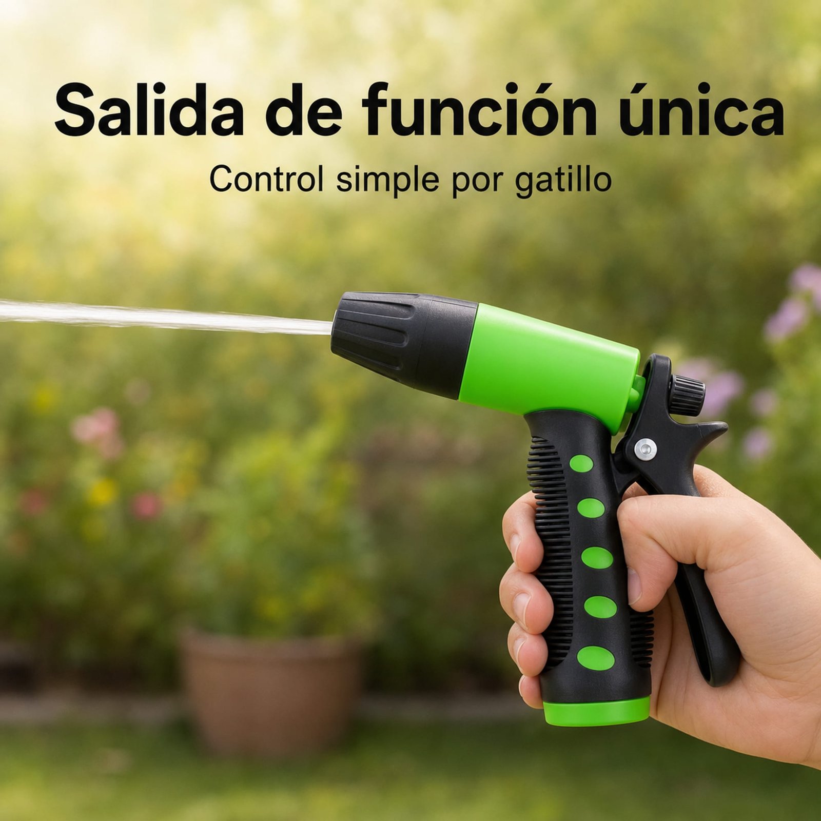 Pistola de jardín de función única con control por gatillo
