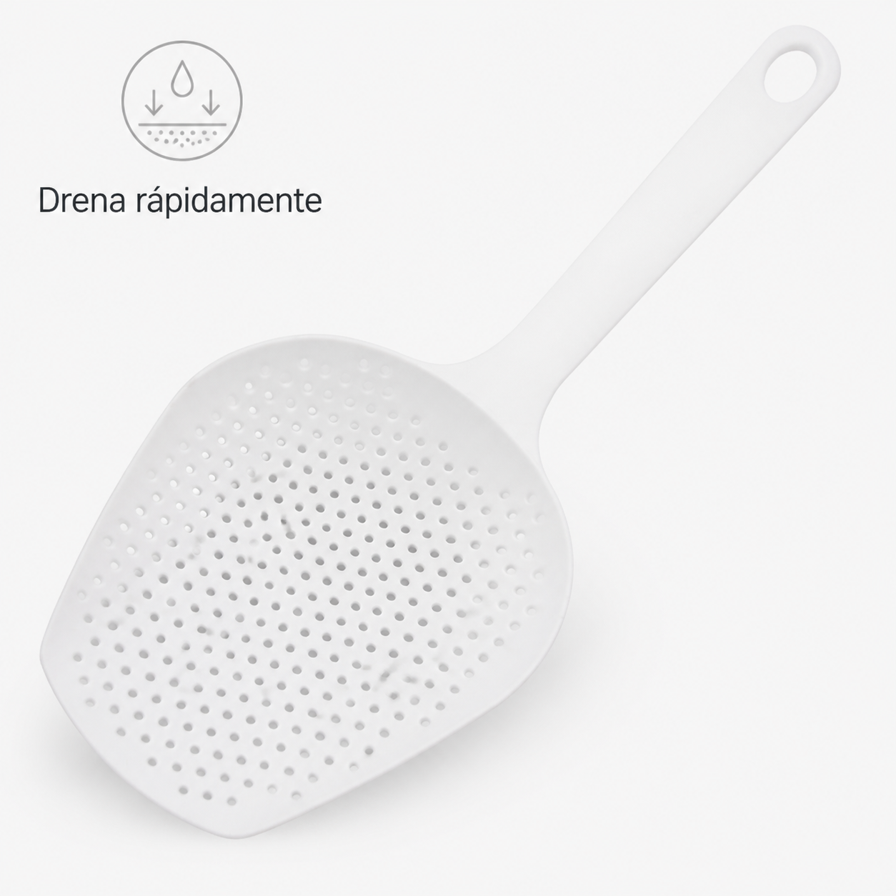 Espumadera de plástico blanca con mango largo, 34,5 cm - Imagen 3