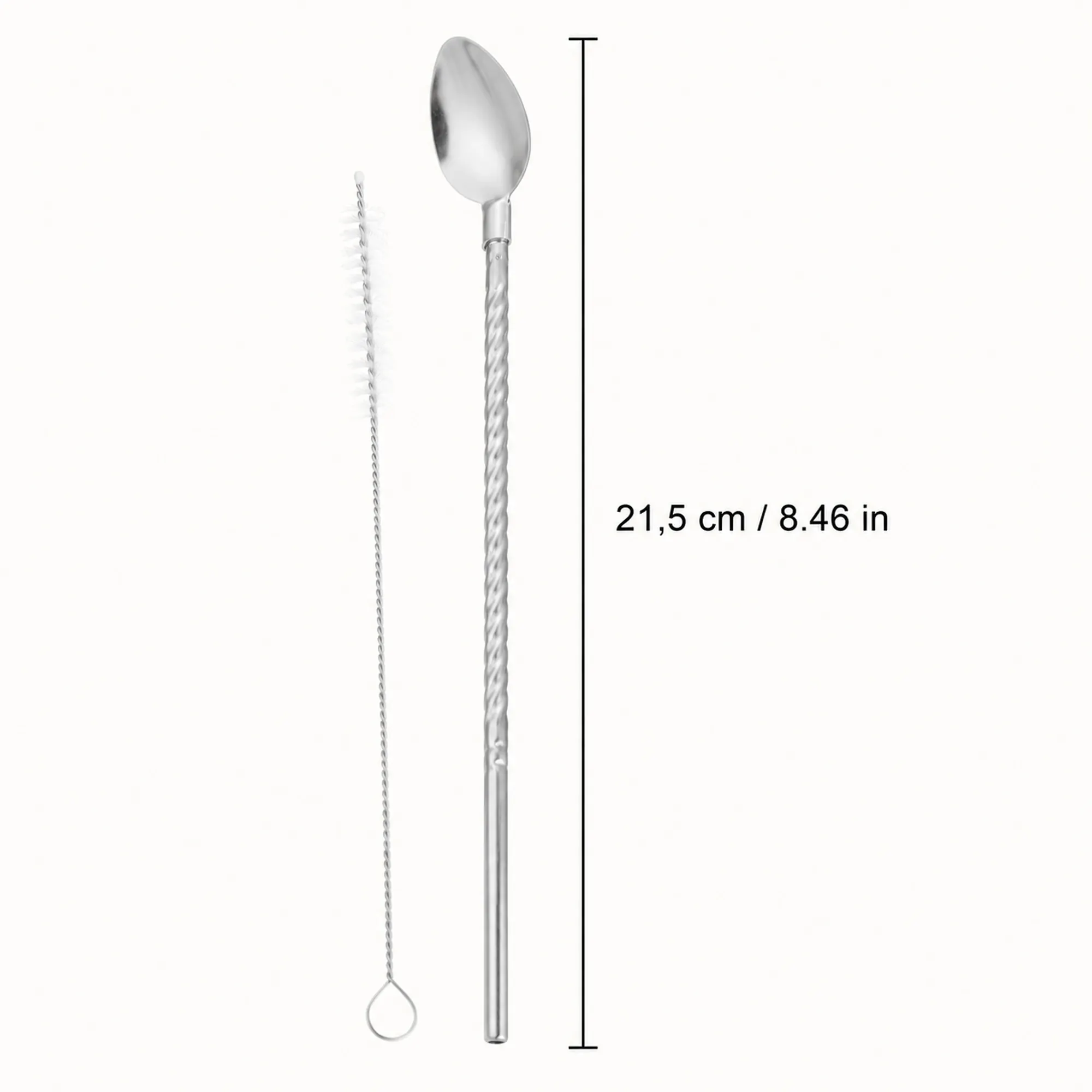 Bombilla cuchara de acero inoxidable de 21,5 cm o 8.46 pulgadas