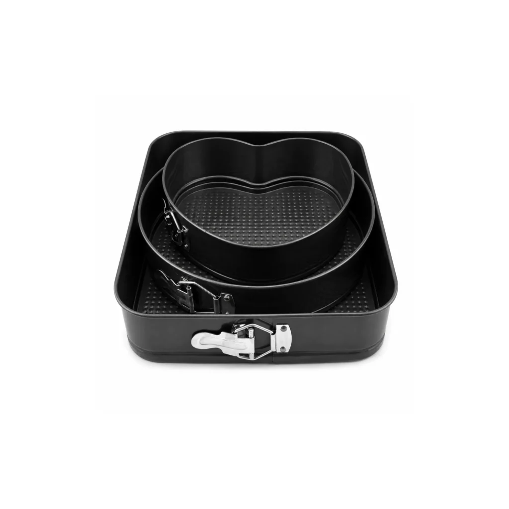 Set de tres moldes desmontables negros para torta