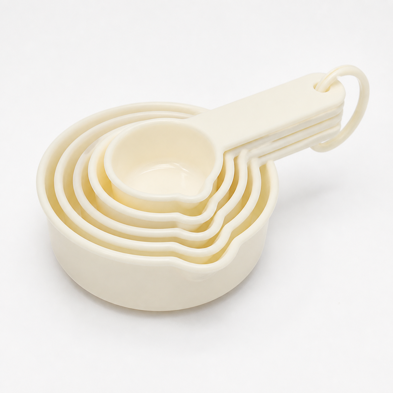 Tazas Medidoras de Cocina, Set de 5 Piezas, Plástico Blanco - Imagen 2