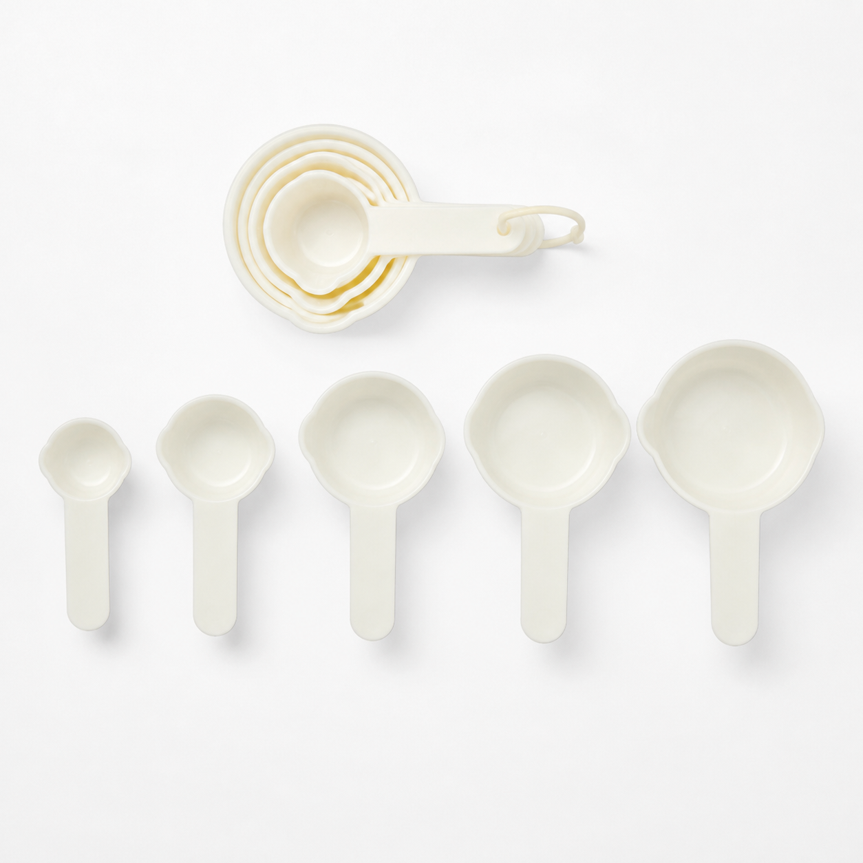 Tazas Medidoras de Cocina, Set de 5 Piezas, Plástico Blanco - Imagen 3