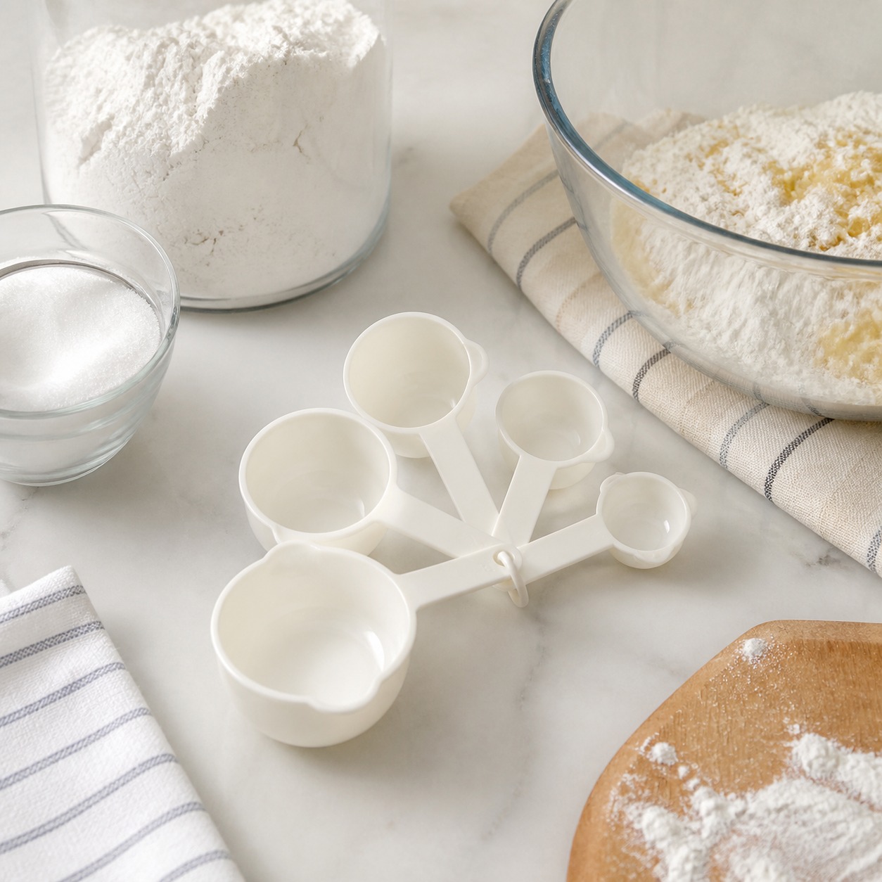 Tazas Medidoras de Cocina, Set de 5 Piezas, Plástico Blanco - Imagen 5