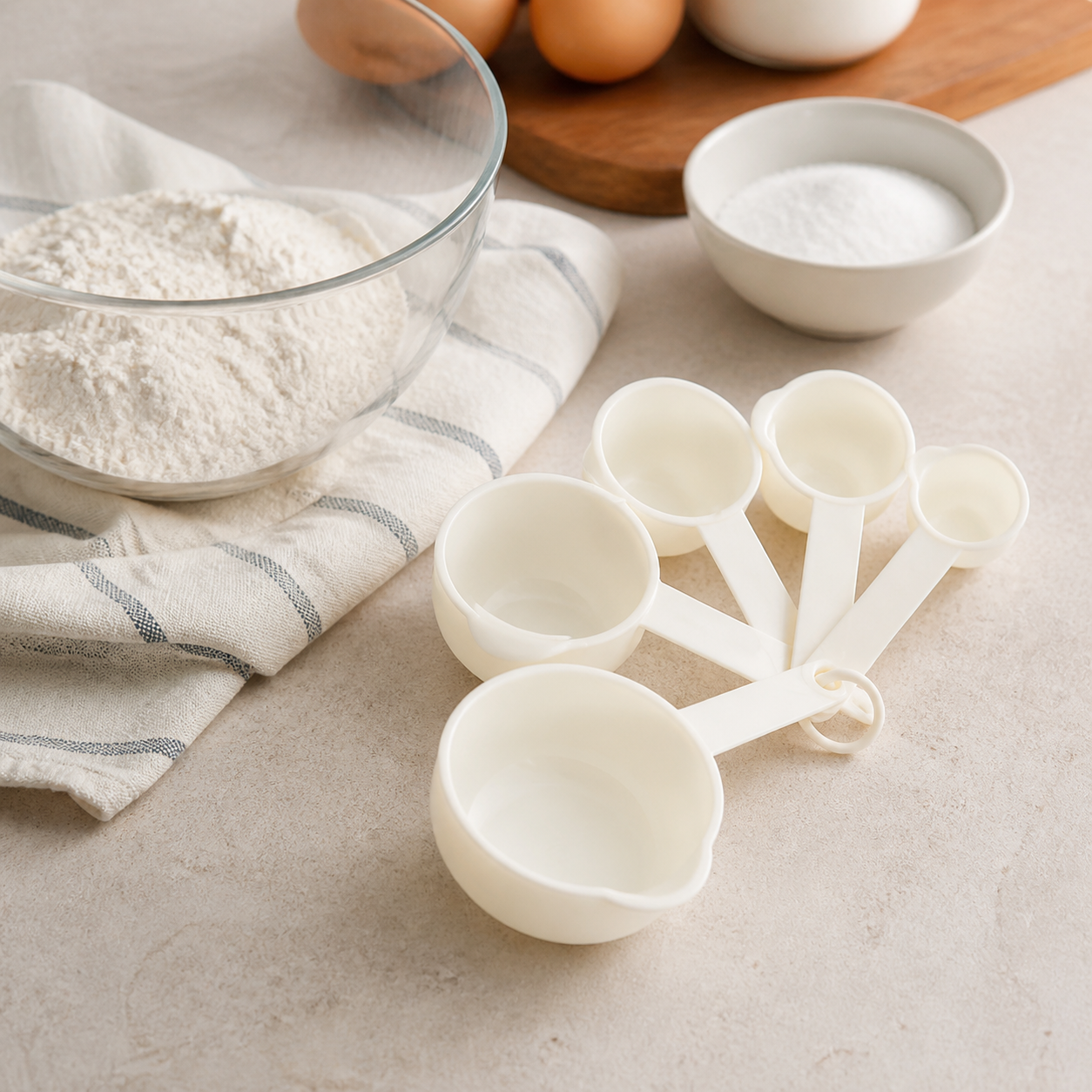 Tazas Medidoras de Cocina, Set de 5 Piezas, Plástico Blanco - Imagen 8