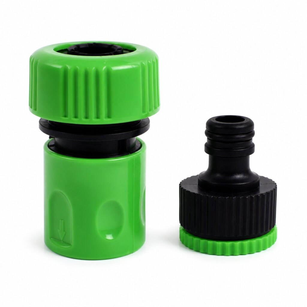 Set verde y negro de dos conectores para grifo y manguera, SKU 40011