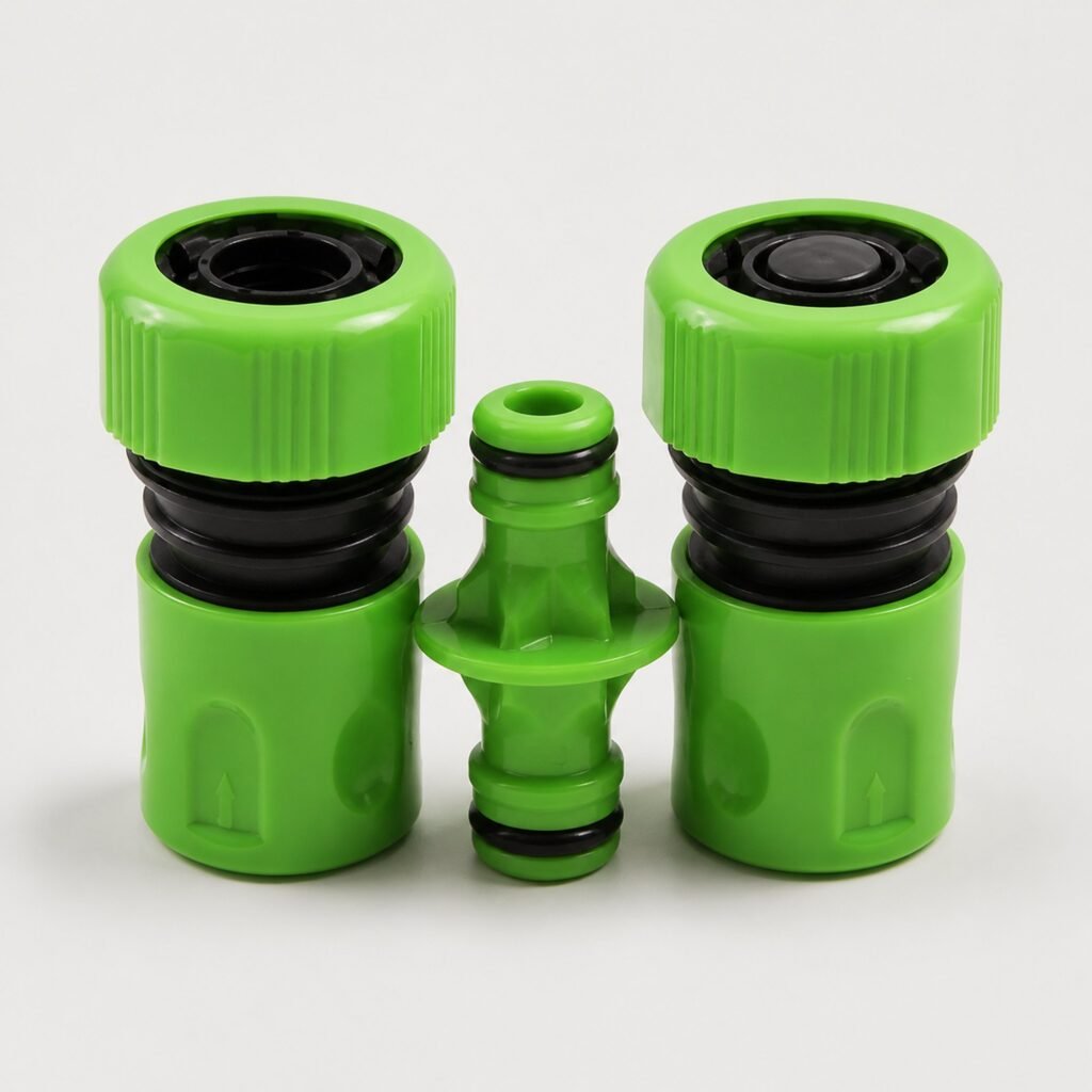 Set de dos conectores rápidos y unión doble para manguera de 3/4 pulgada, SKU 40014