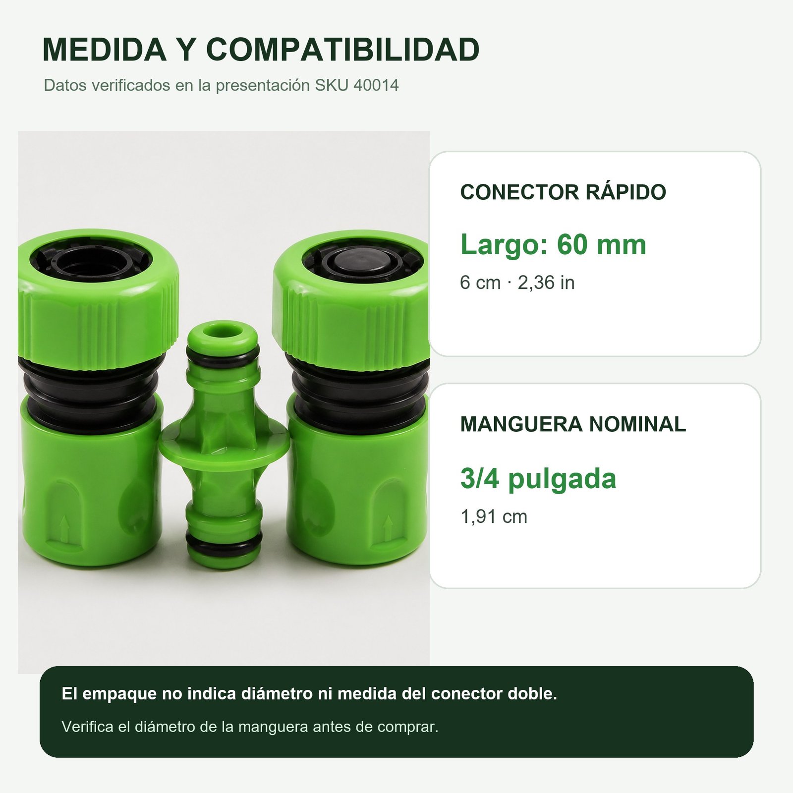 Compatibilidad de 3/4 pulgada y largo indicado de 60 mm