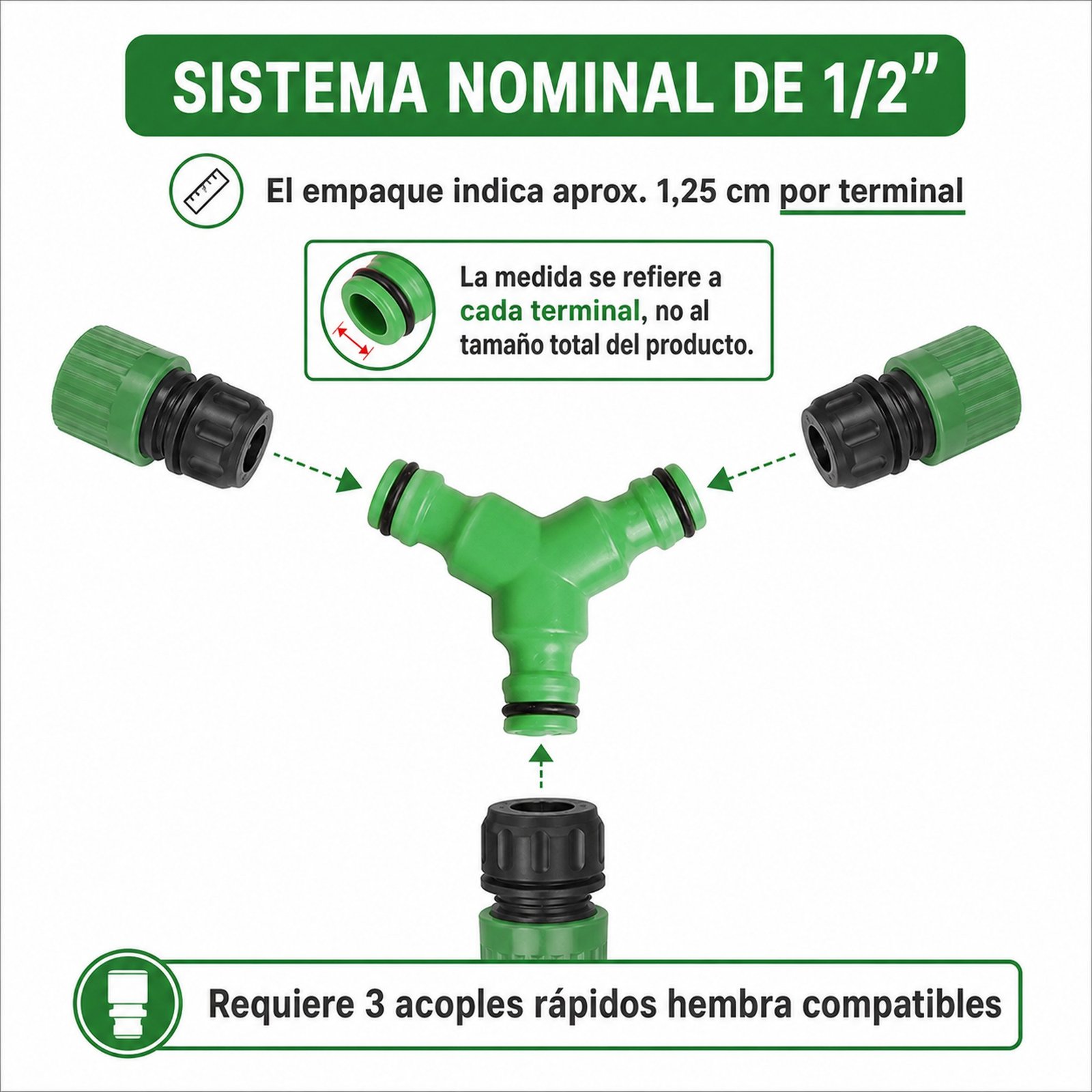 Compatibilidad nominal de 1/2 pulgada del conector rápido triple tipo Y