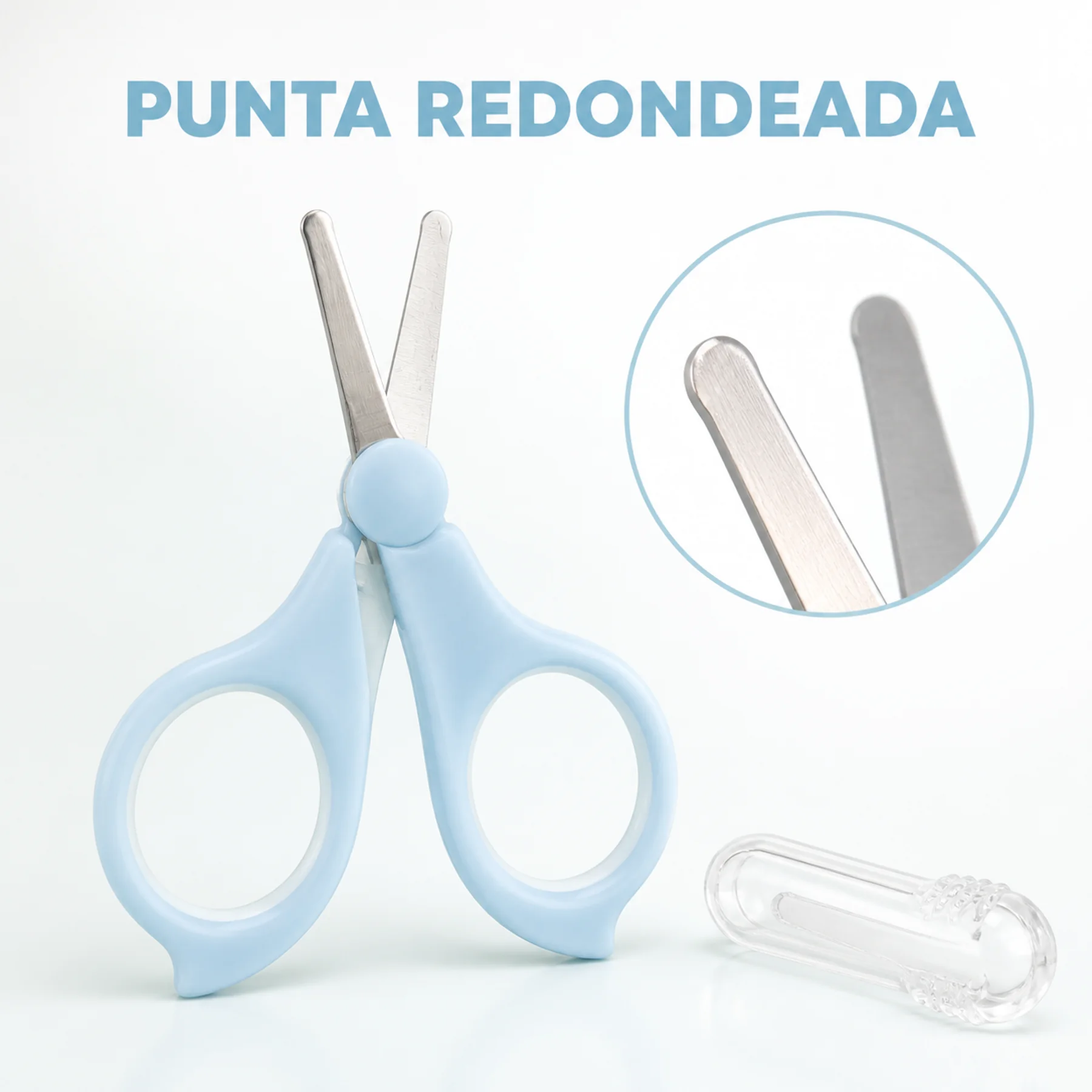 Puntas redondeadas de tijera para uñas de bebé color azul
