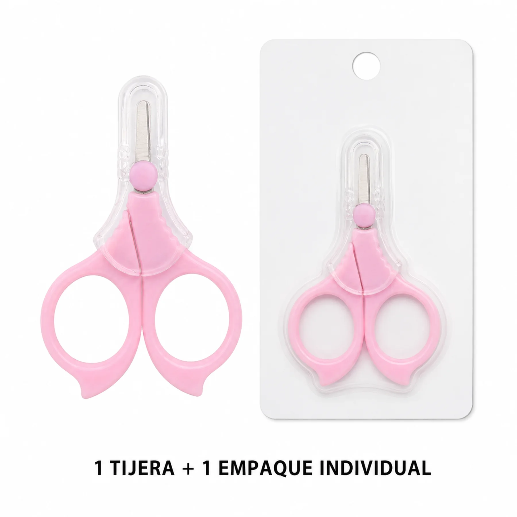 Contenido: una tijera para uñas de bebé con protector y empaque individual
