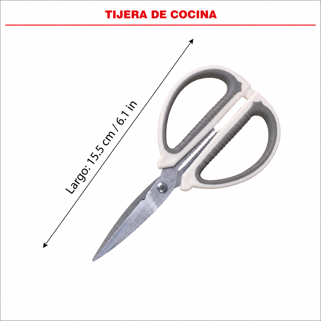 Tijeras de cocina compactas multiuso con hojas metálicas y agarre antideslizante, 15,5 cm - Imagen 4