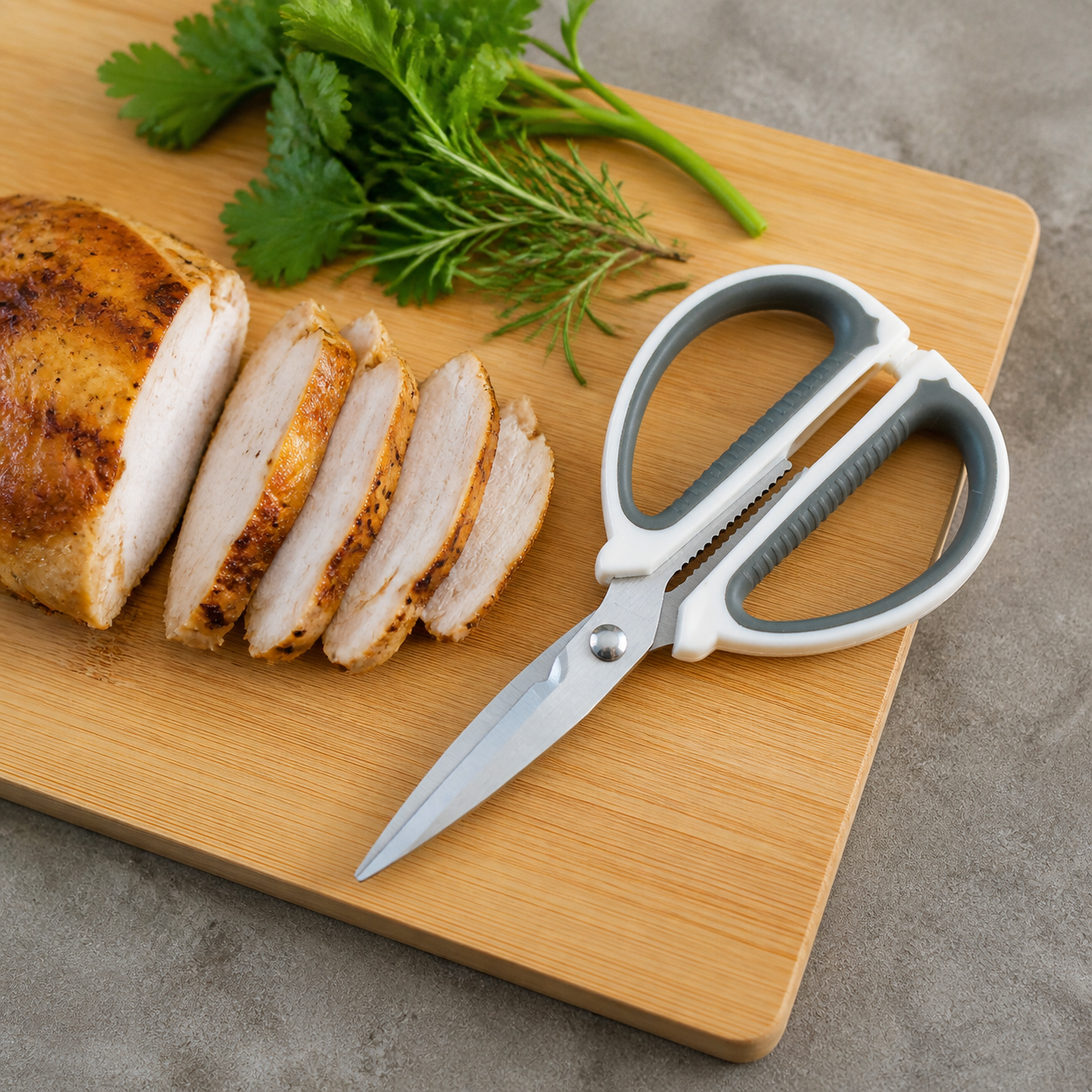 Tijeras de cocina compactas multiuso con hojas metálicas y agarre antideslizante, 15,5 cm - Imagen 7