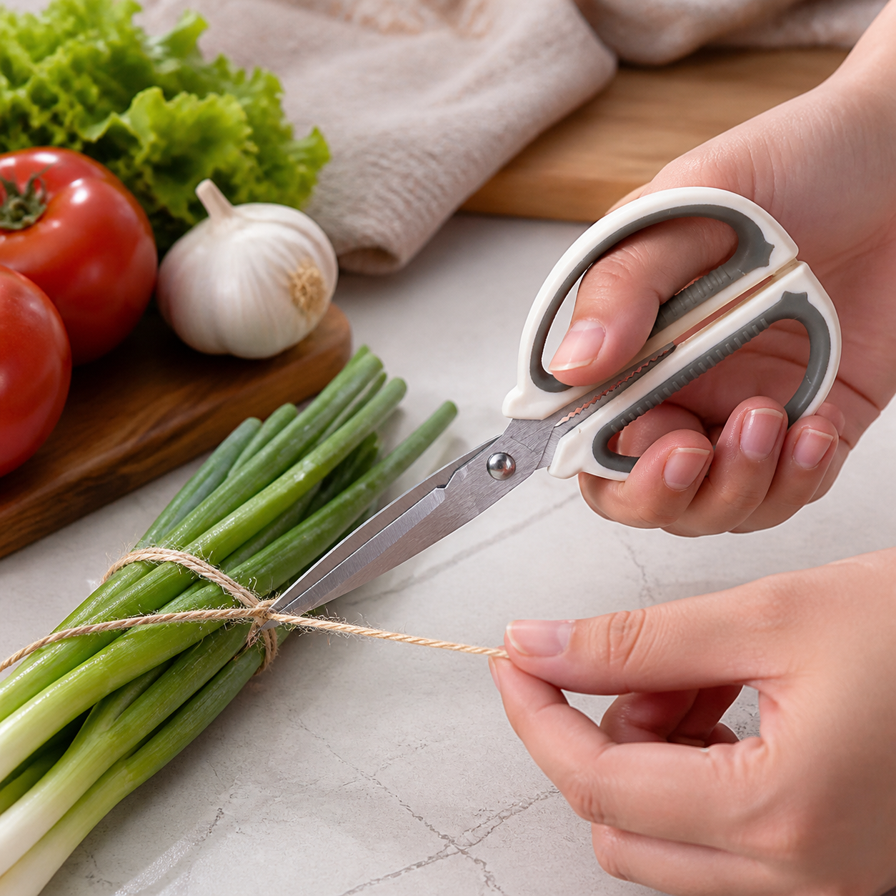 Tijeras de cocina compactas multiuso con hojas metálicas y agarre antideslizante, 15,5 cm - Imagen 8