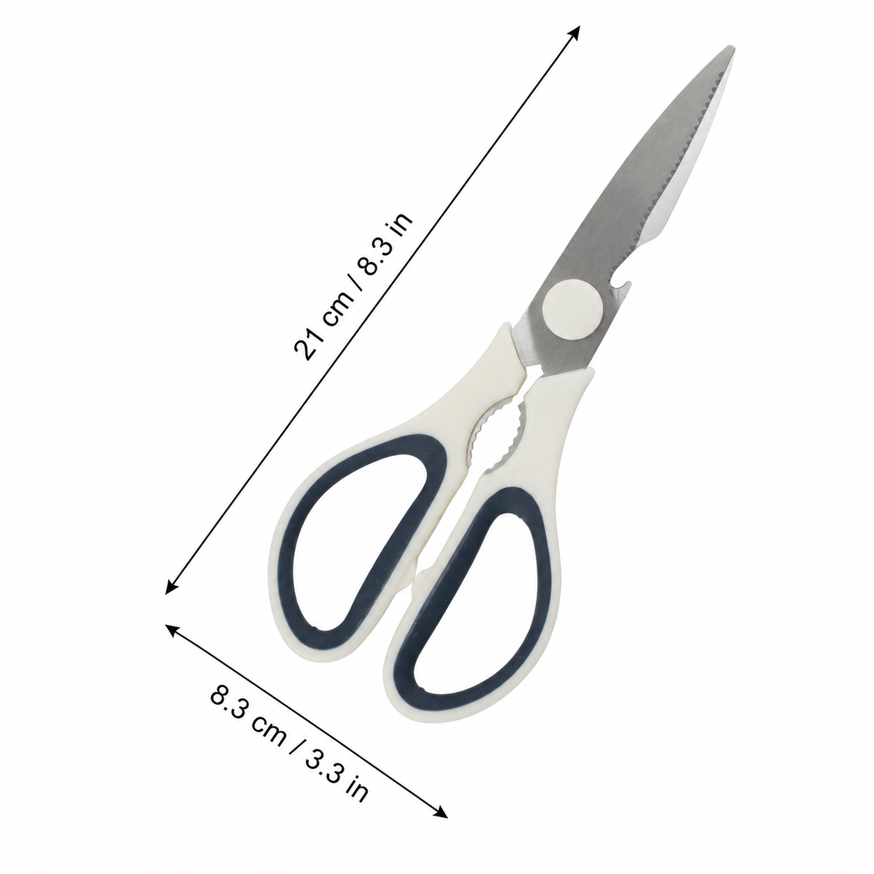 Tijeras de cocina multiuso con hojas metálicas y agarre antideslizante, 17 cm - Imagen 2