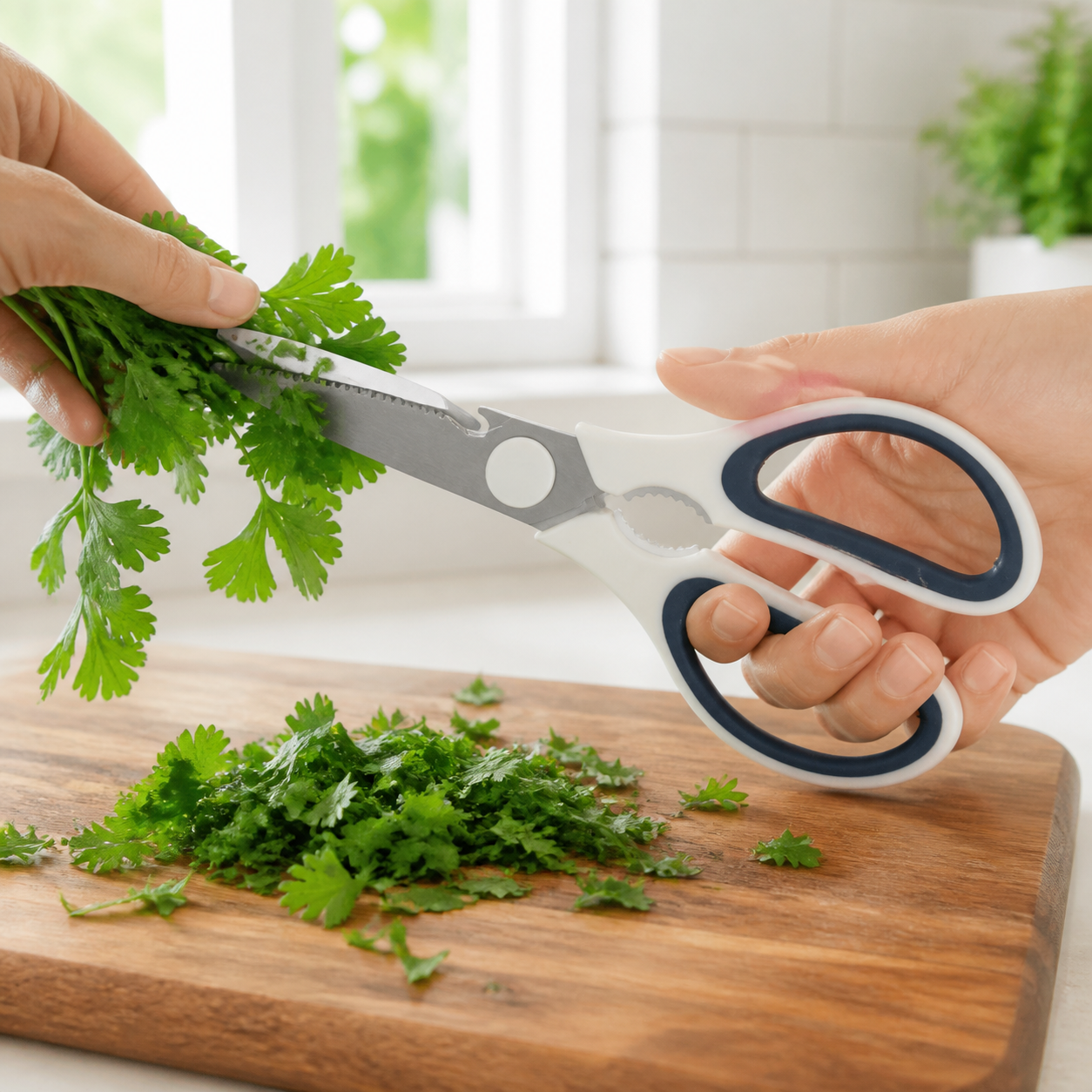 Tijeras de cocina multiuso con hojas metálicas y agarre antideslizante, 17 cm - Imagen 3