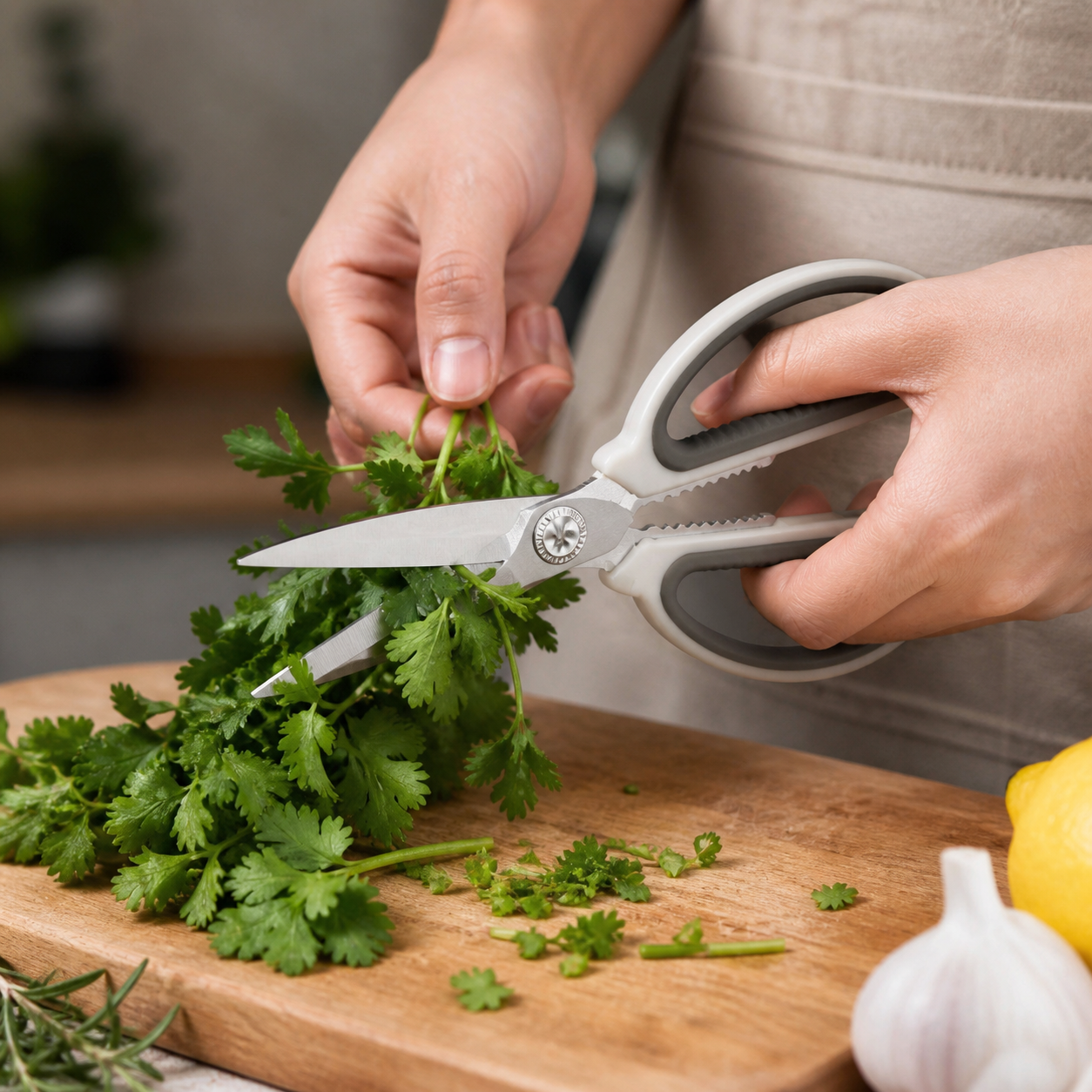 Tijeras de cocina multiuso con hojas metálicas y agarre antideslizante, 17 cm - Imagen 5