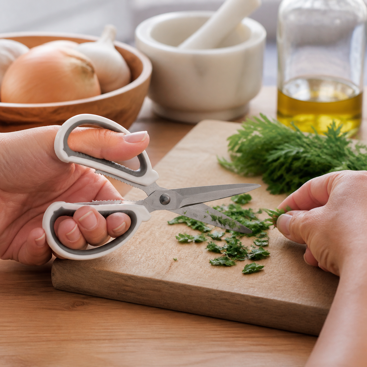 Tijeras de cocina pequeñas multiuso con hojas metálicas y agarre antideslizante - Imagen 5