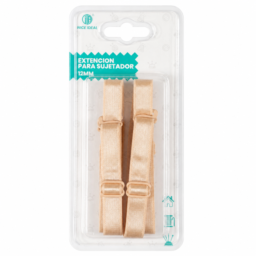 Tirantes elásticos beige para sujetador 12 mm x 38 cm