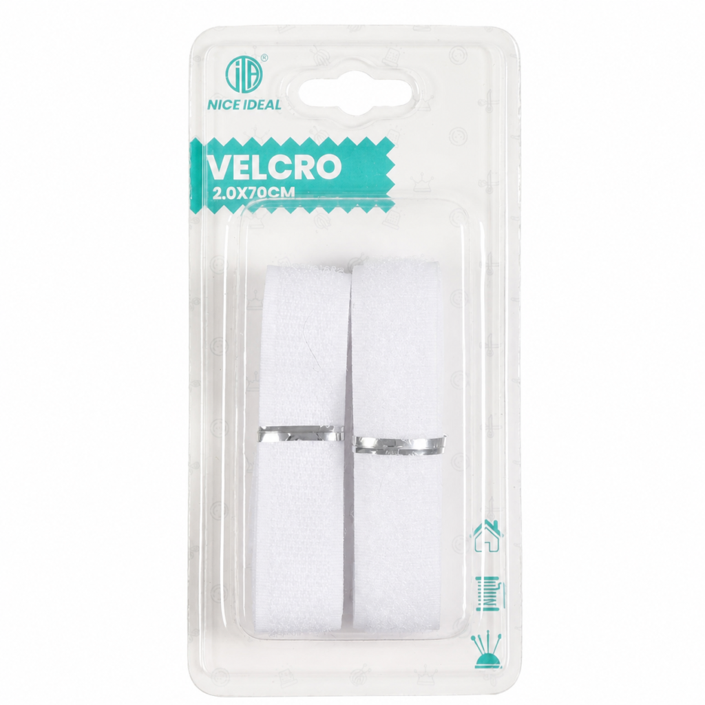 Velcro blanco 2 x 70 cm para organización y reparaciones