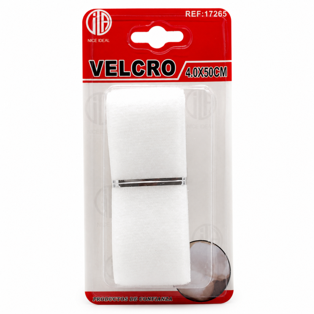 Velcro blanco 4 x 50 cm para organización y reparaciones