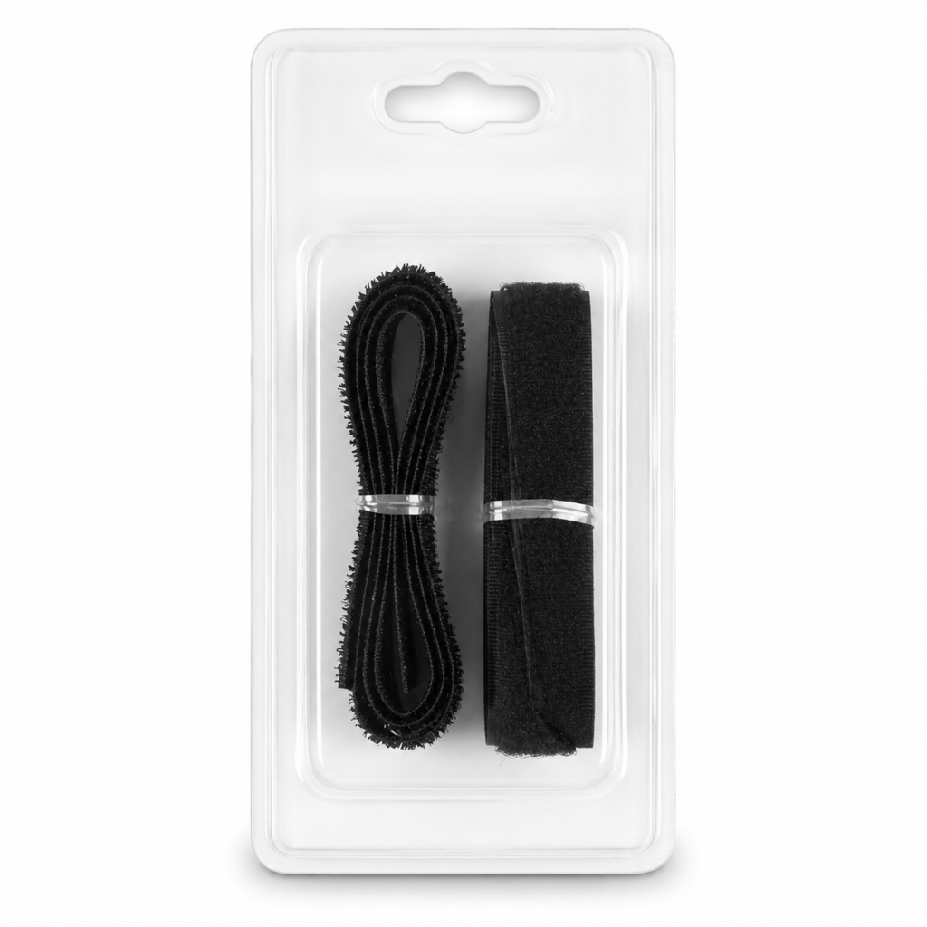 Cinta de velcro negra de 2 x 70 cm, dos tiras para organización y costura