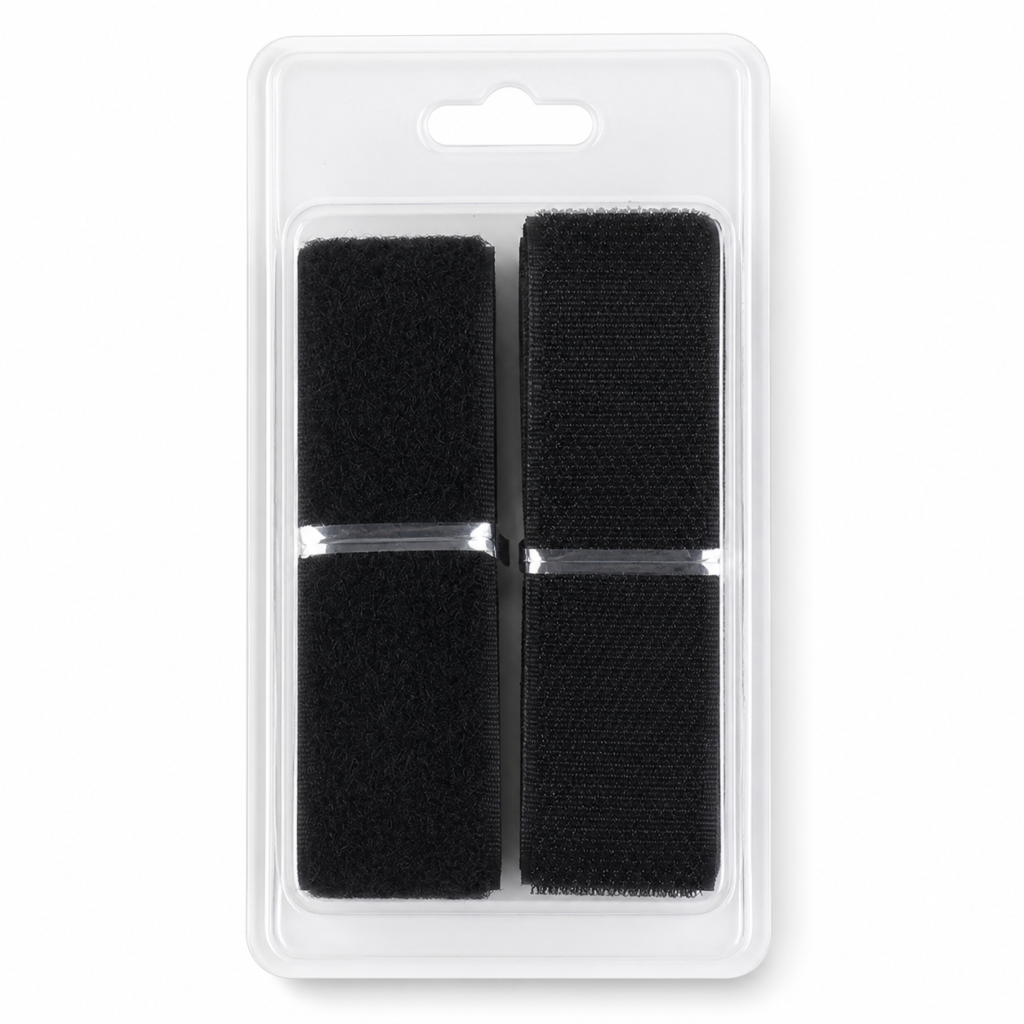 Cinta de velcro negra de 3 x 70 cm, dos tiras para costura y organización
