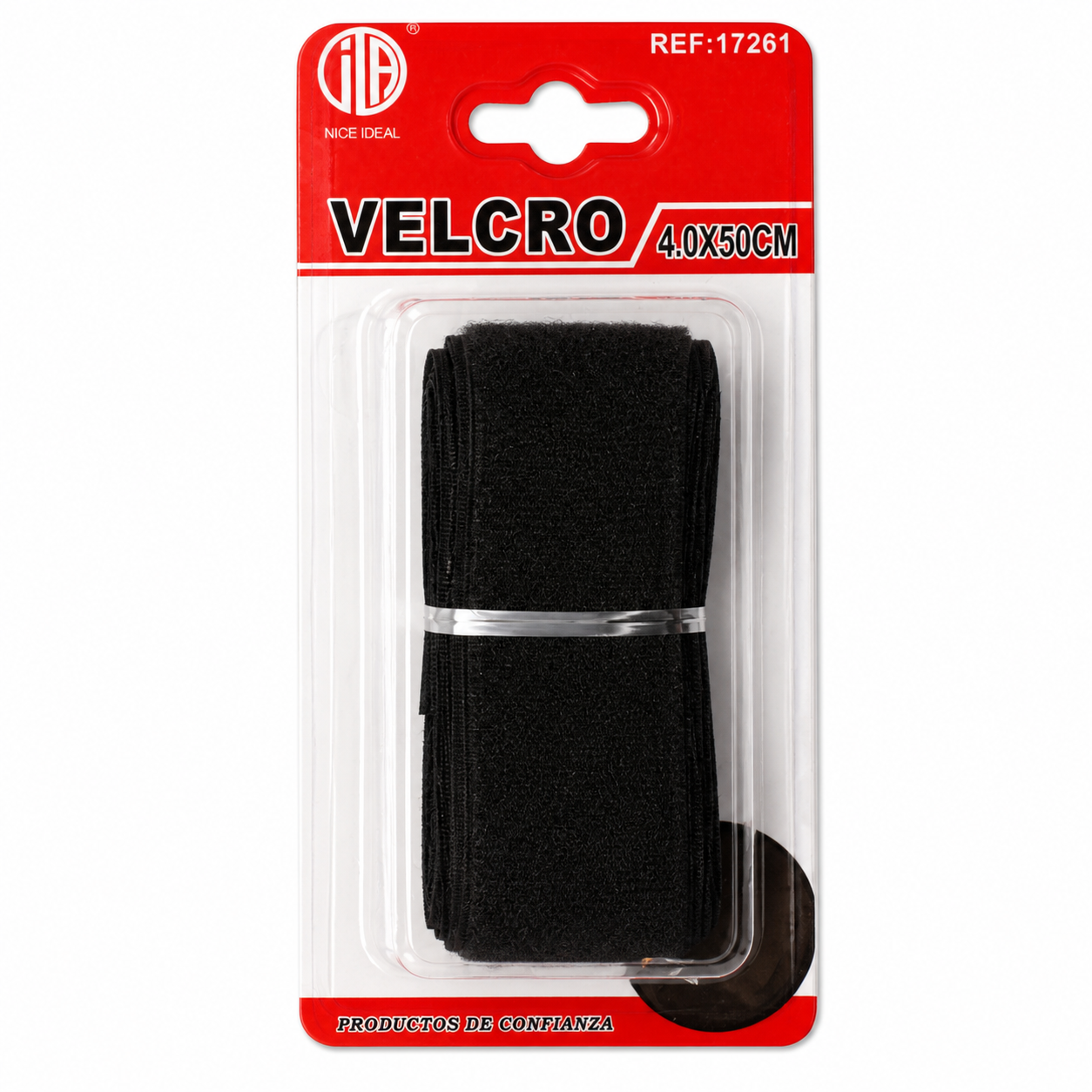 Cinta de velcro negra de 4 x 50 cm, dos tiras para costura y organización