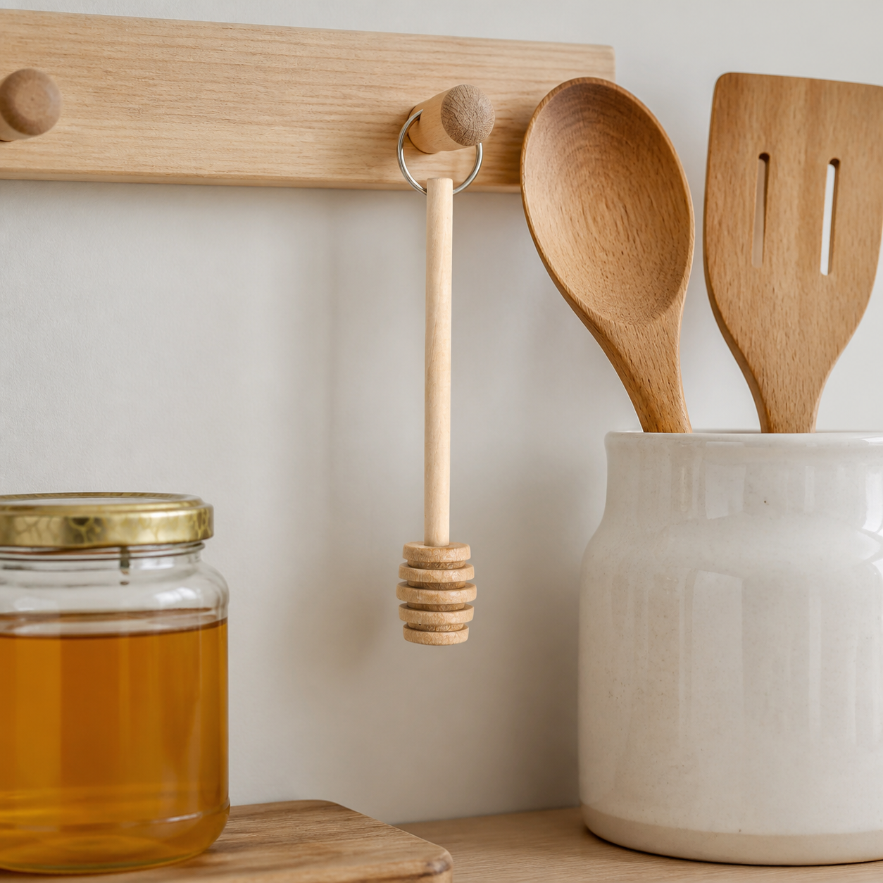 Palito de miel de madera, dosificador de miel con ranuras, 9,5 cm - Imagen 7