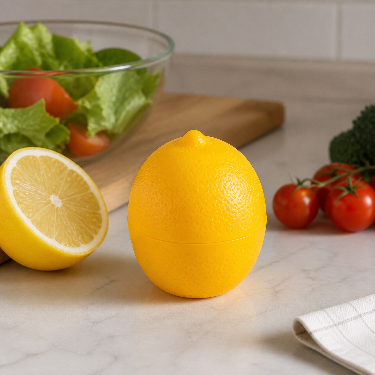 Contenedor amarillo para conservar limón, recipiente plástico con tapa, 10 x 7,8 cm - Imagen 4