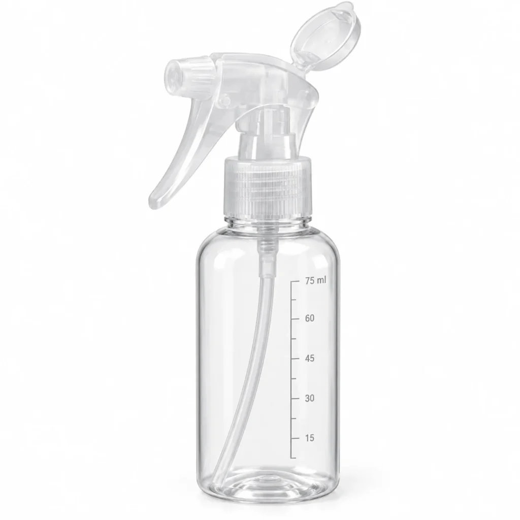Botella pulverizadora 75 ml con bomba, gatillo y tapa abatible, SKU 15846