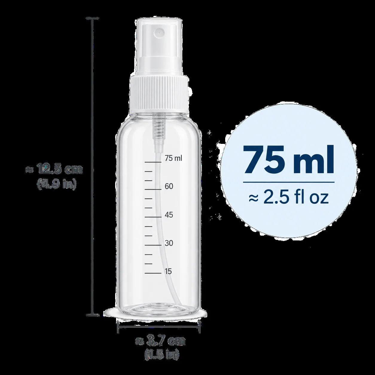 Botella pulverizadora 75 ml con bomba y gatillo, SKU 15848 - Imagen 4
