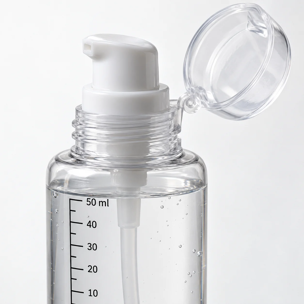Botella pulverizadora 50 ml con bomba, gatillo y tapa abatible, SKU 15849 - Imagen 3
