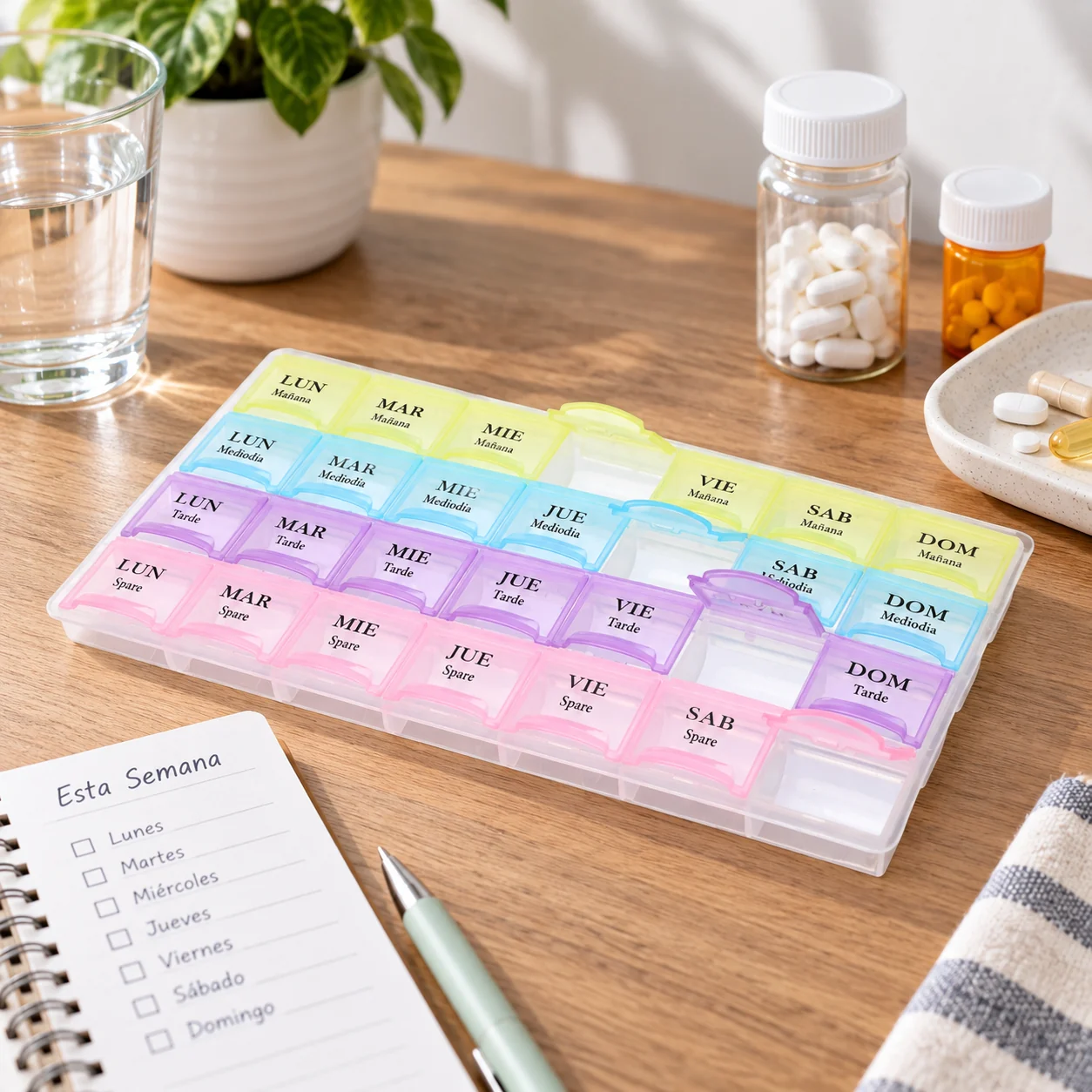 Pastillero modelo 5048 de 28 compartimentos colores surtidos, organizador de medicamentos, SKU 15858 - Imagen 5