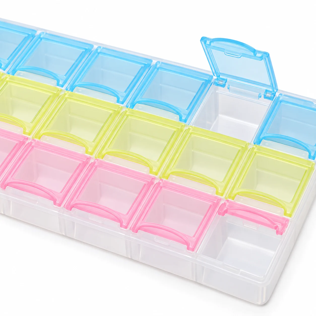 Pastillero modelo 5038 de 21 compartimentos colores surtidos, organizador de medicamentos, SKU 15859 - Imagen 3