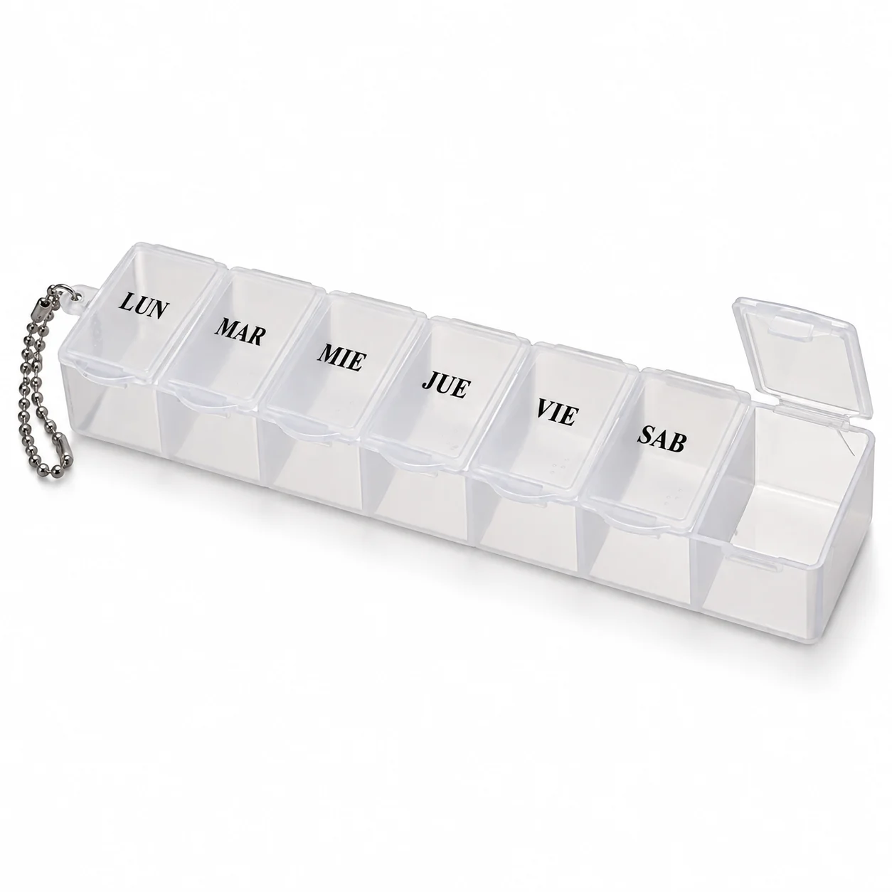 Pastillero modelo 2068 de 7 compartimentos blanco, organizador de medicamentos, SKU 15861 - Imagen 3