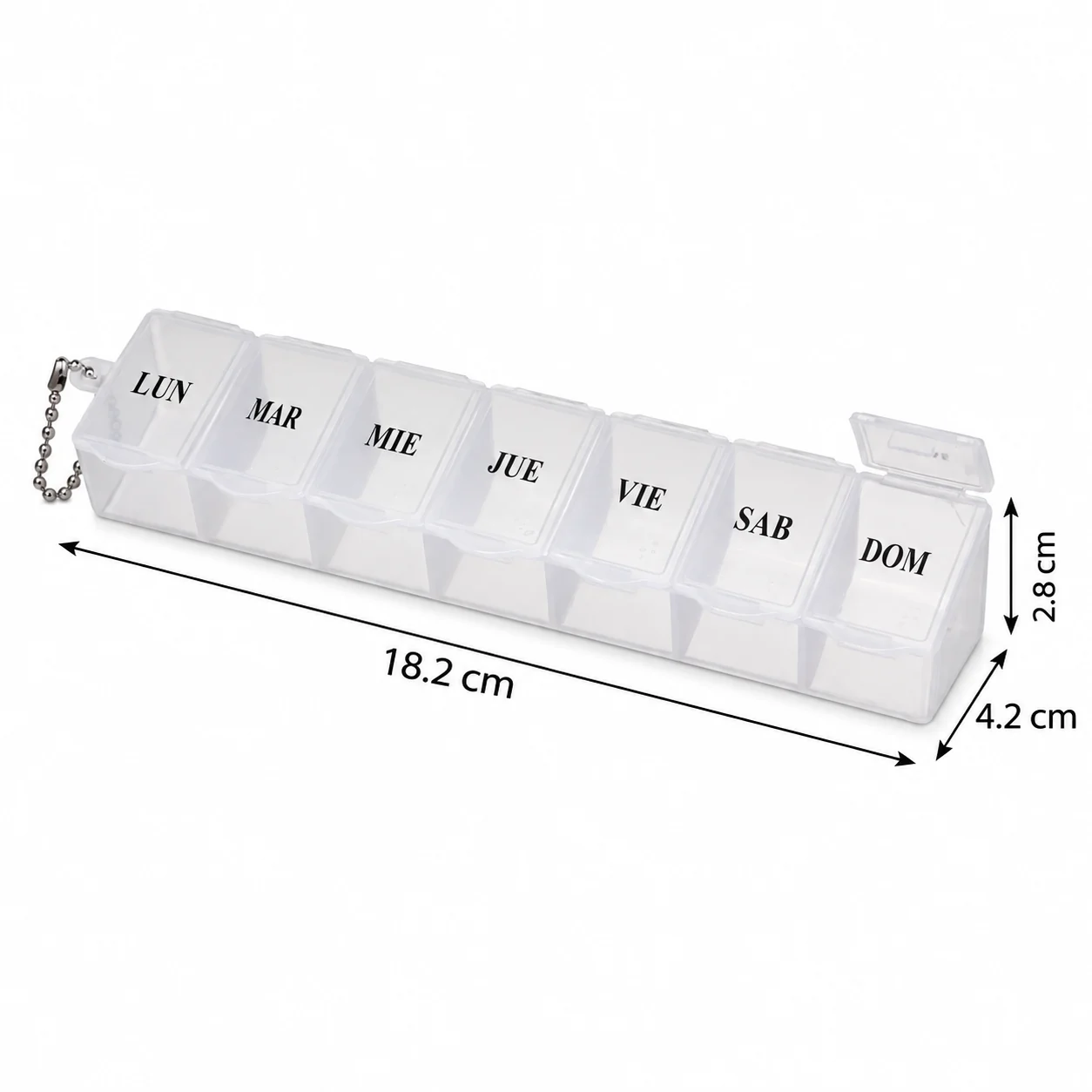 Pastillero modelo 2068 de 7 compartimentos blanco, organizador de medicamentos, SKU 15861 - Imagen 4